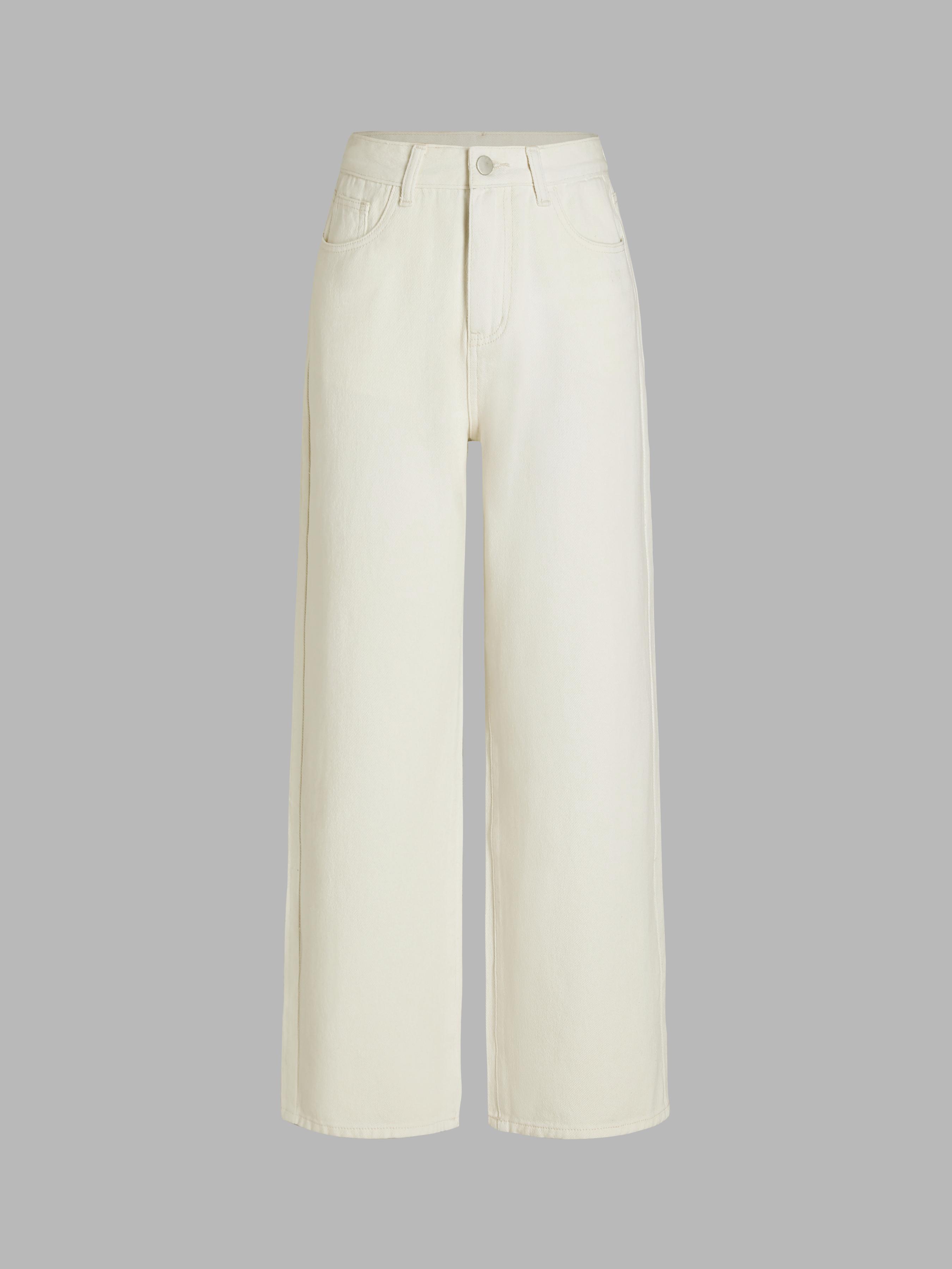 Honey Denim Mid Rise Solid Straight Leg Jeans by CIDER
