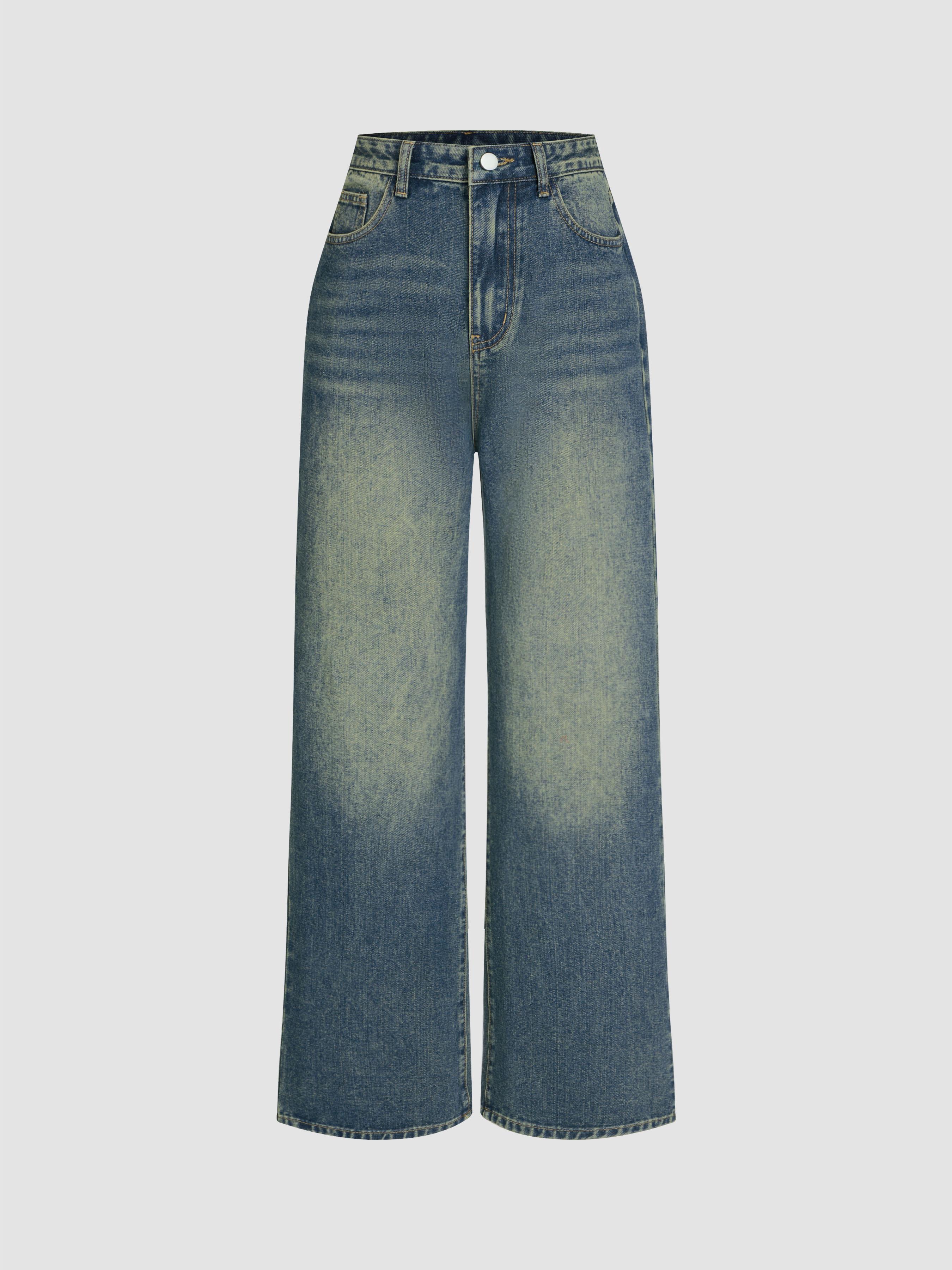 Honey Denim Mid Rise Solid Straight Leg Jeans by CIDER