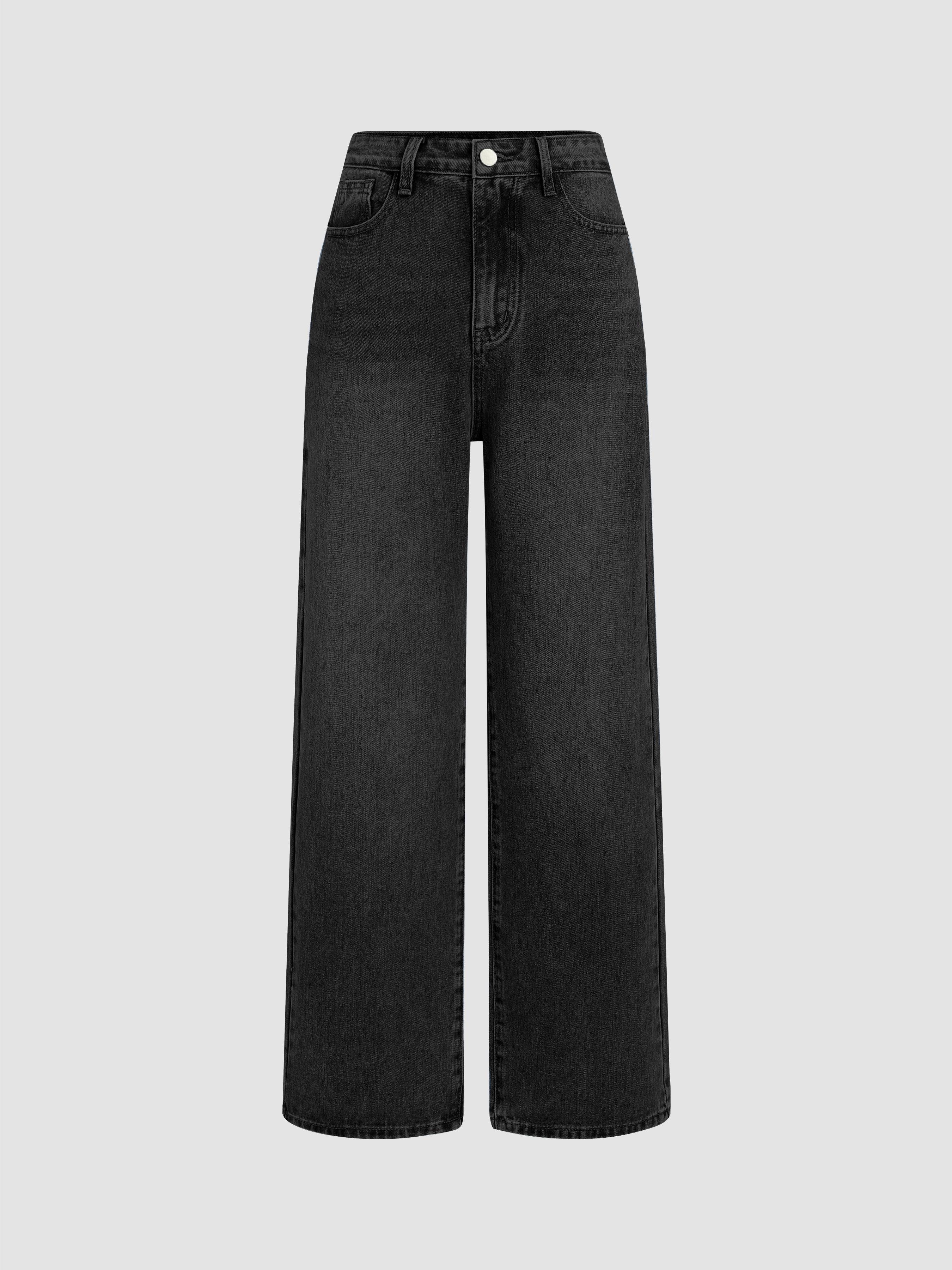 Honey Denim Mid Rise Solid Straight Leg Jeans by CIDER