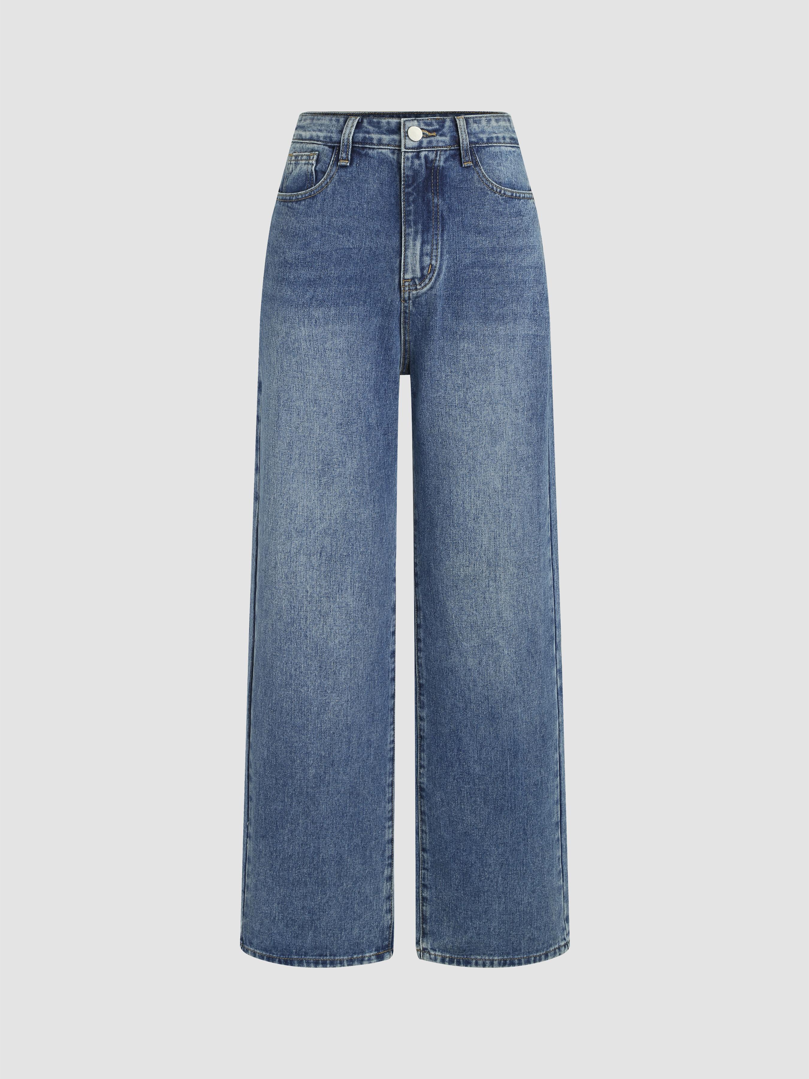 Honey Denim Mid Rise Solid Straight Leg Jeans by CIDER