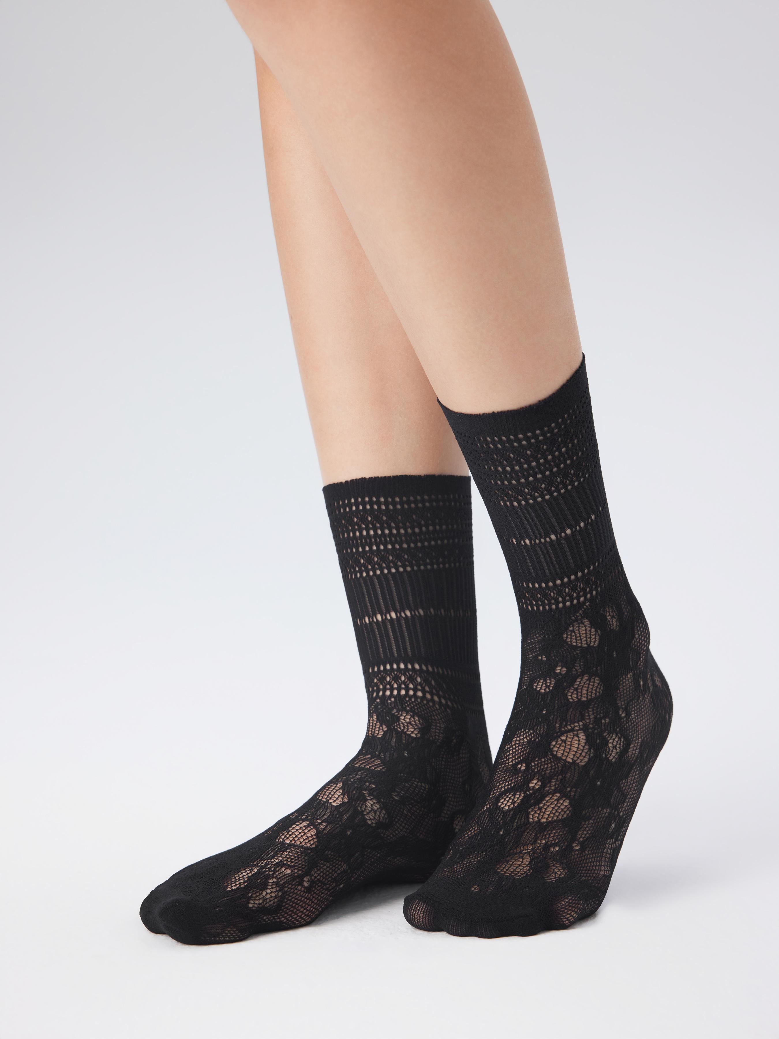 JACQUARD MESH CREW SOCKS by CIDER