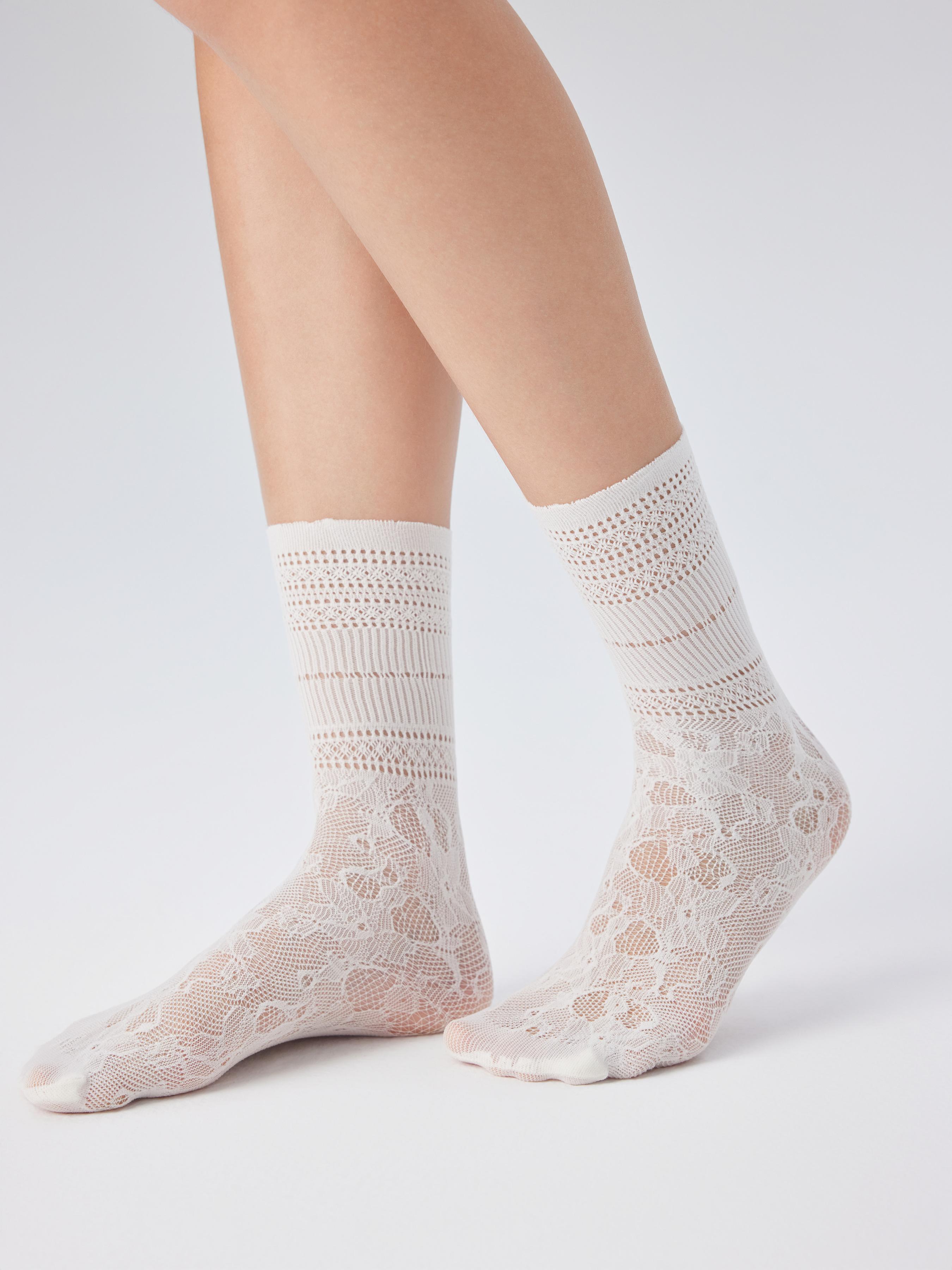 JACQUARD MESH CREW SOCKS by CIDER