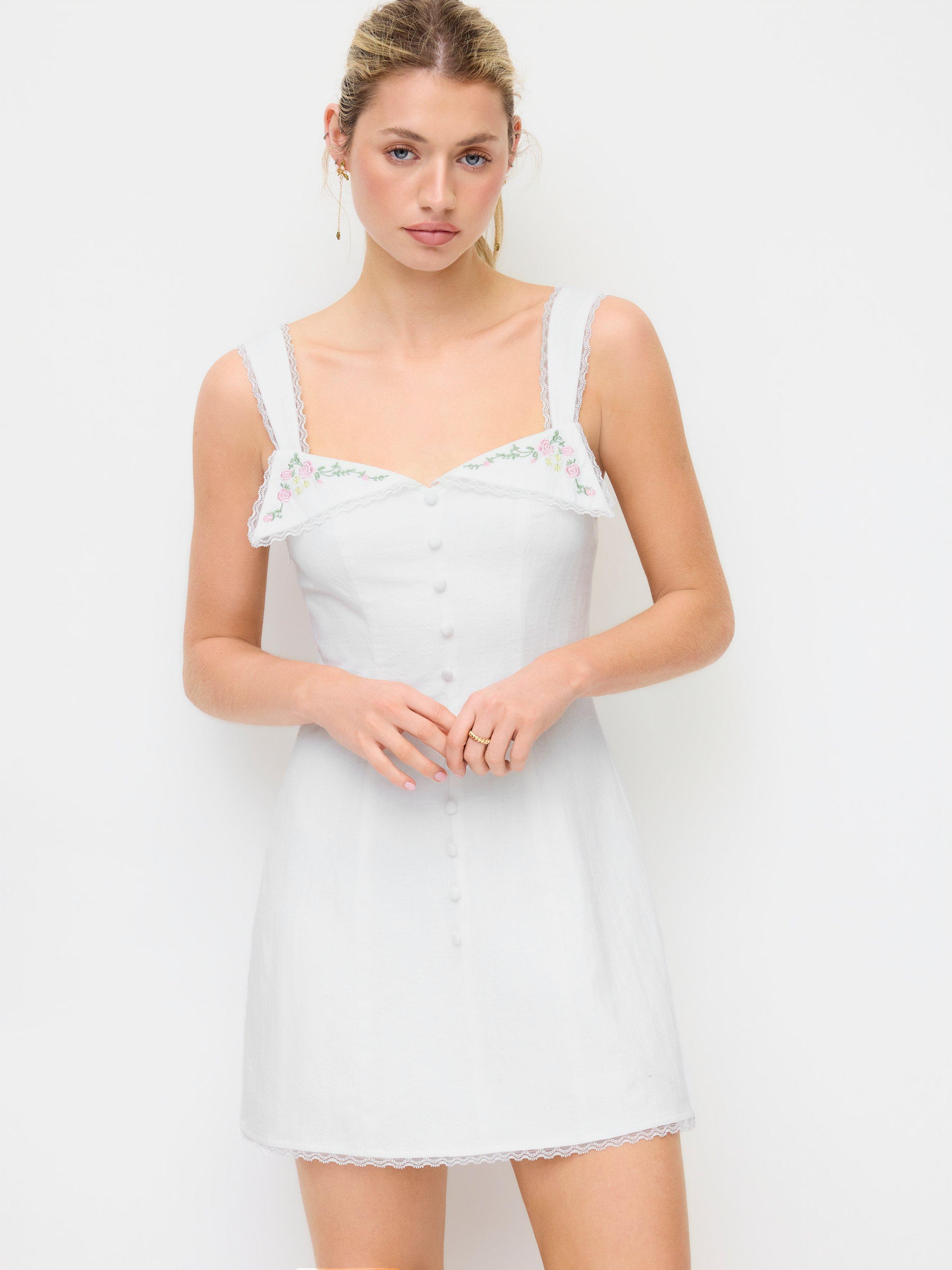 Jacquard Floral Embroidery Sweetheart A-line Mini Dress by CIDER