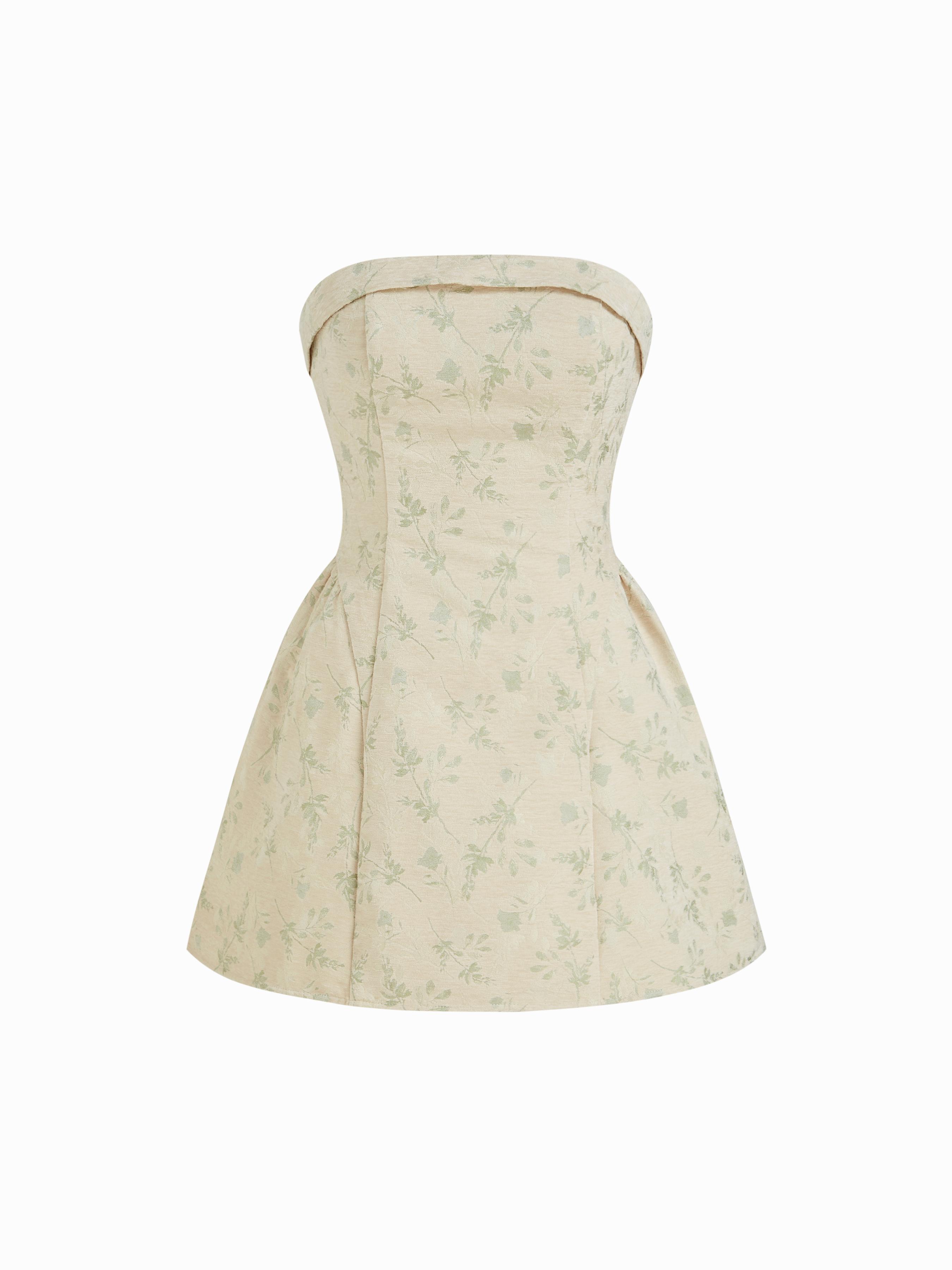 Jacquard Floral Tie Back Mini Bandeau Dress by CIDER