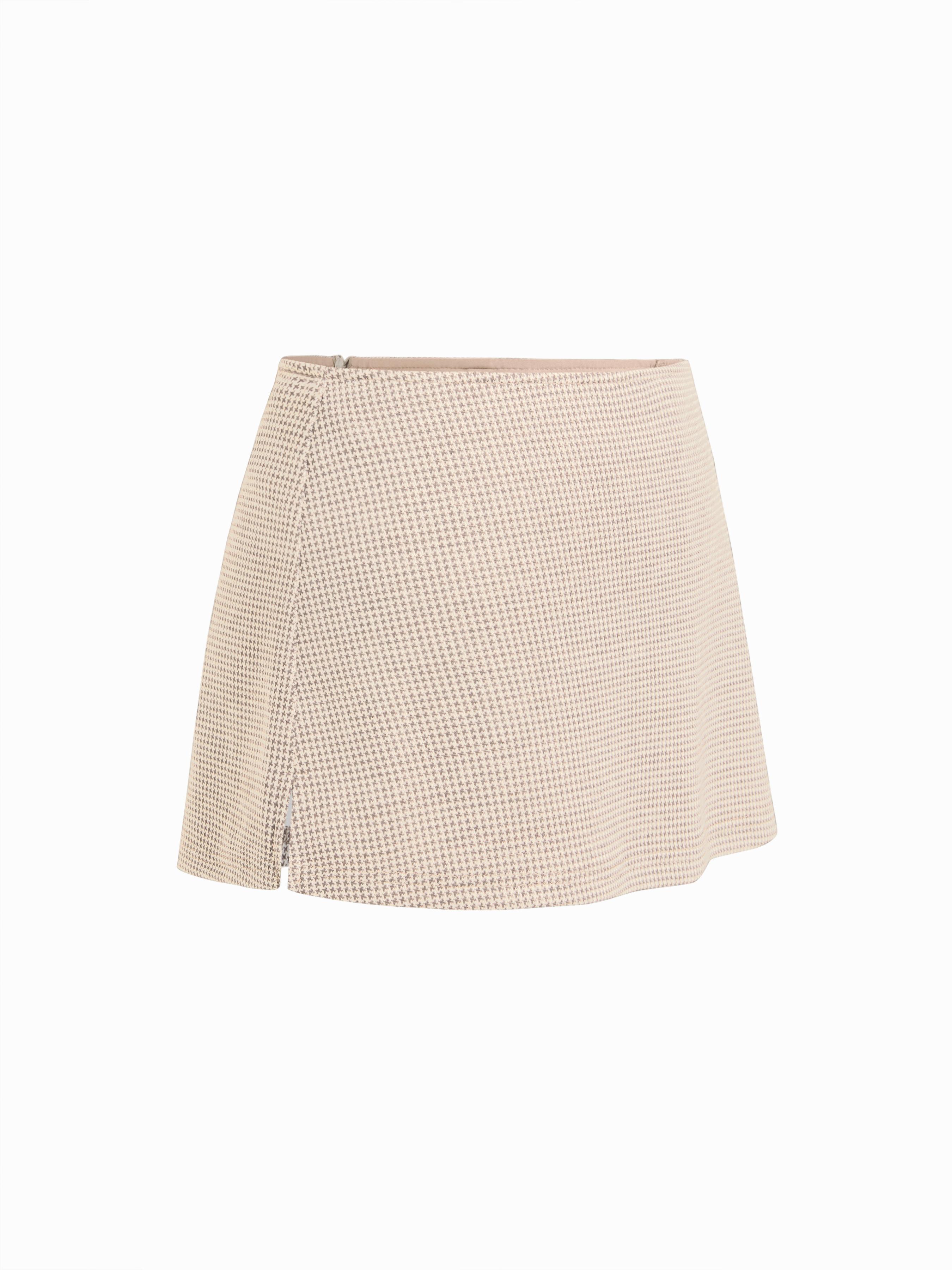 Jacquard Houndstooth Low Rise Split Mini Skort by CIDER