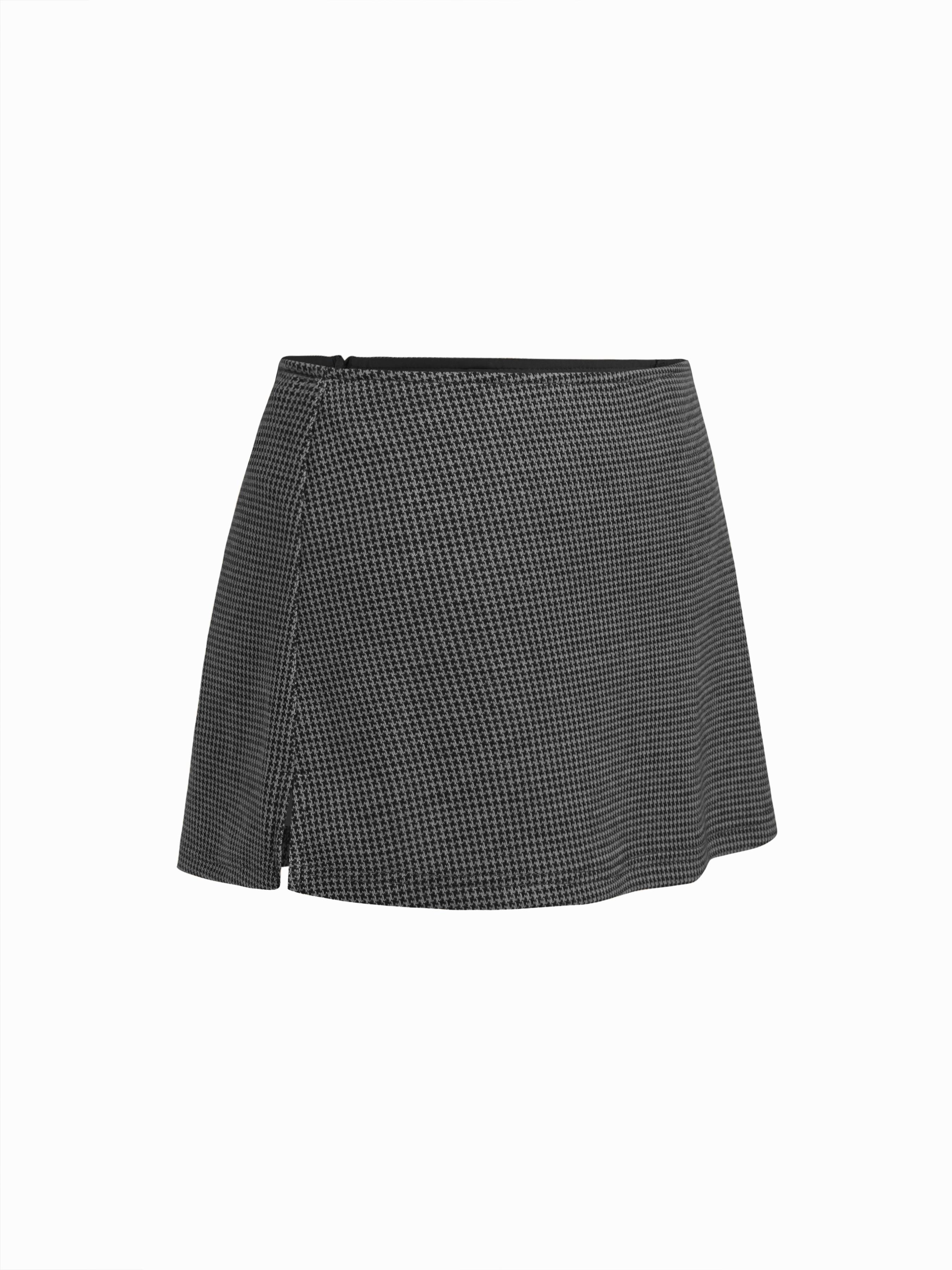 Jacquard Houndstooth Low Rise Split Mini Skort by CIDER