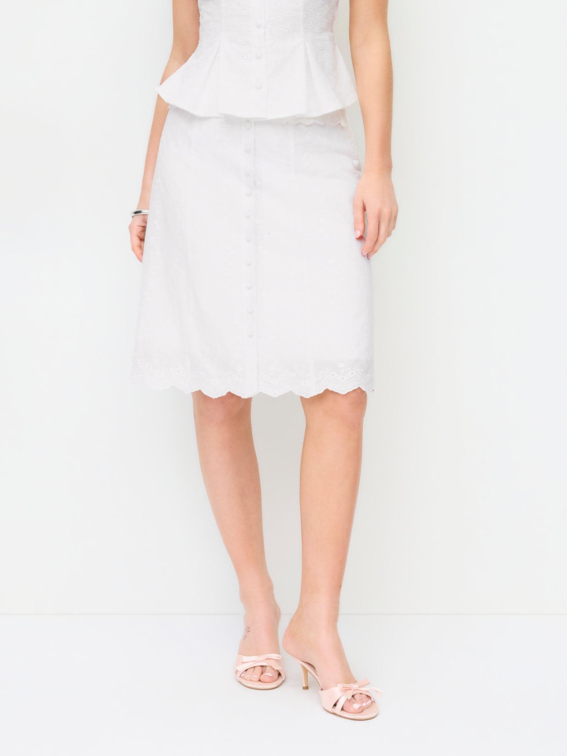 Jacquard Low Rise Embroidery Floral A-line Midi Skirt by CIDER