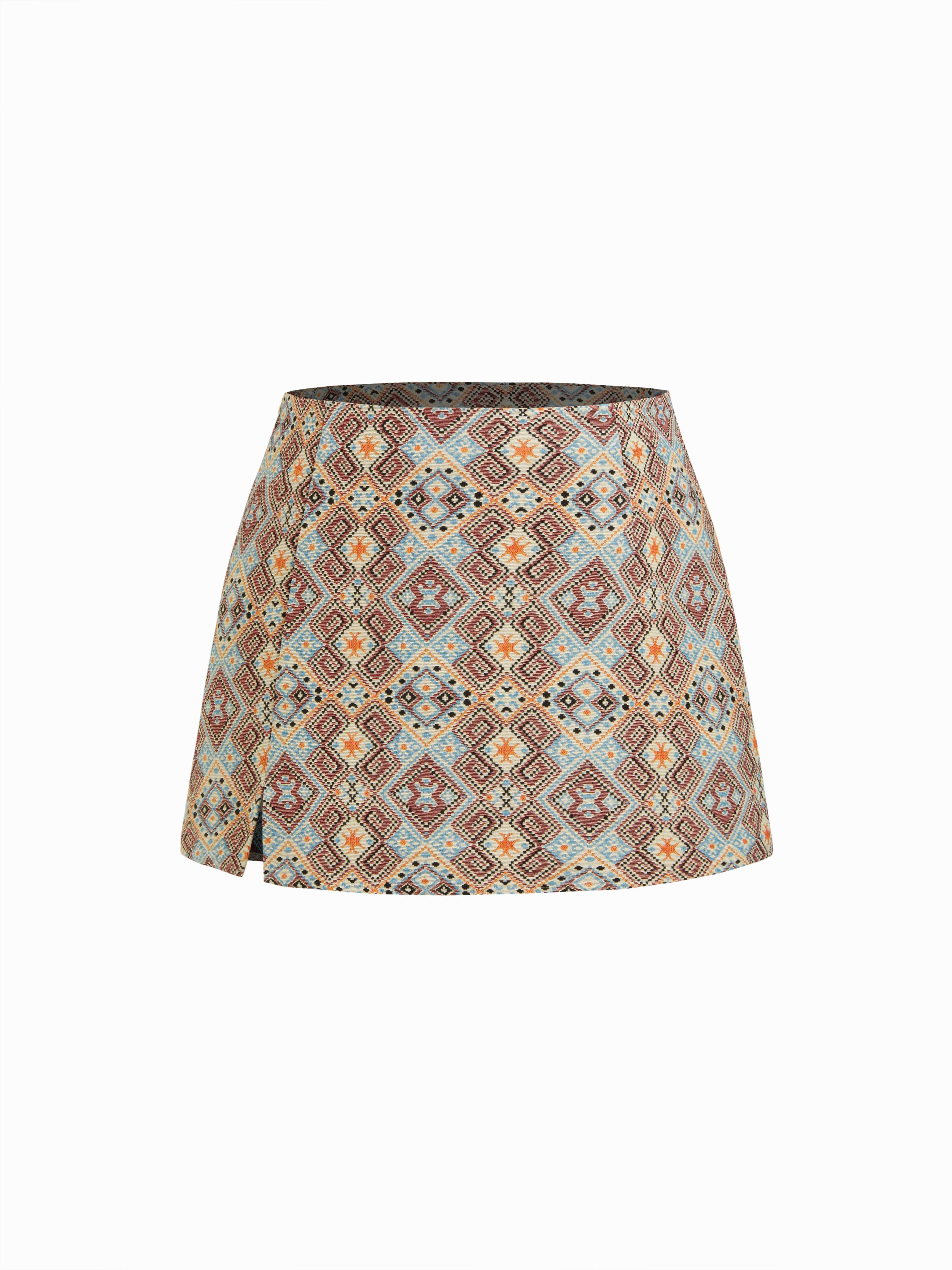 Jacquard Low Rise Floral Split Micro Mini Skort Curve & Plus by CIDER
