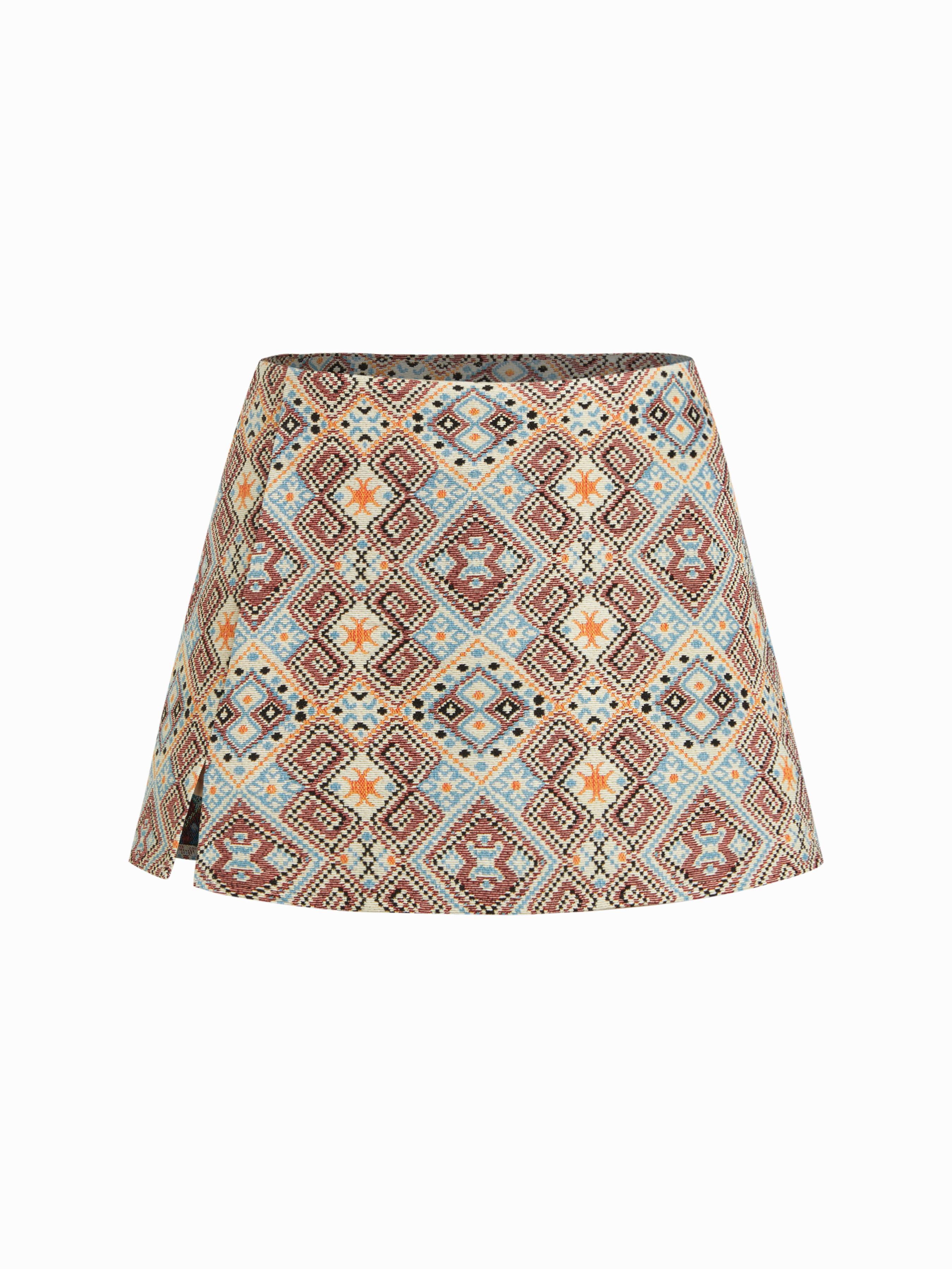 Jacquard Low Rise Floral Split Mini Skort by CIDER