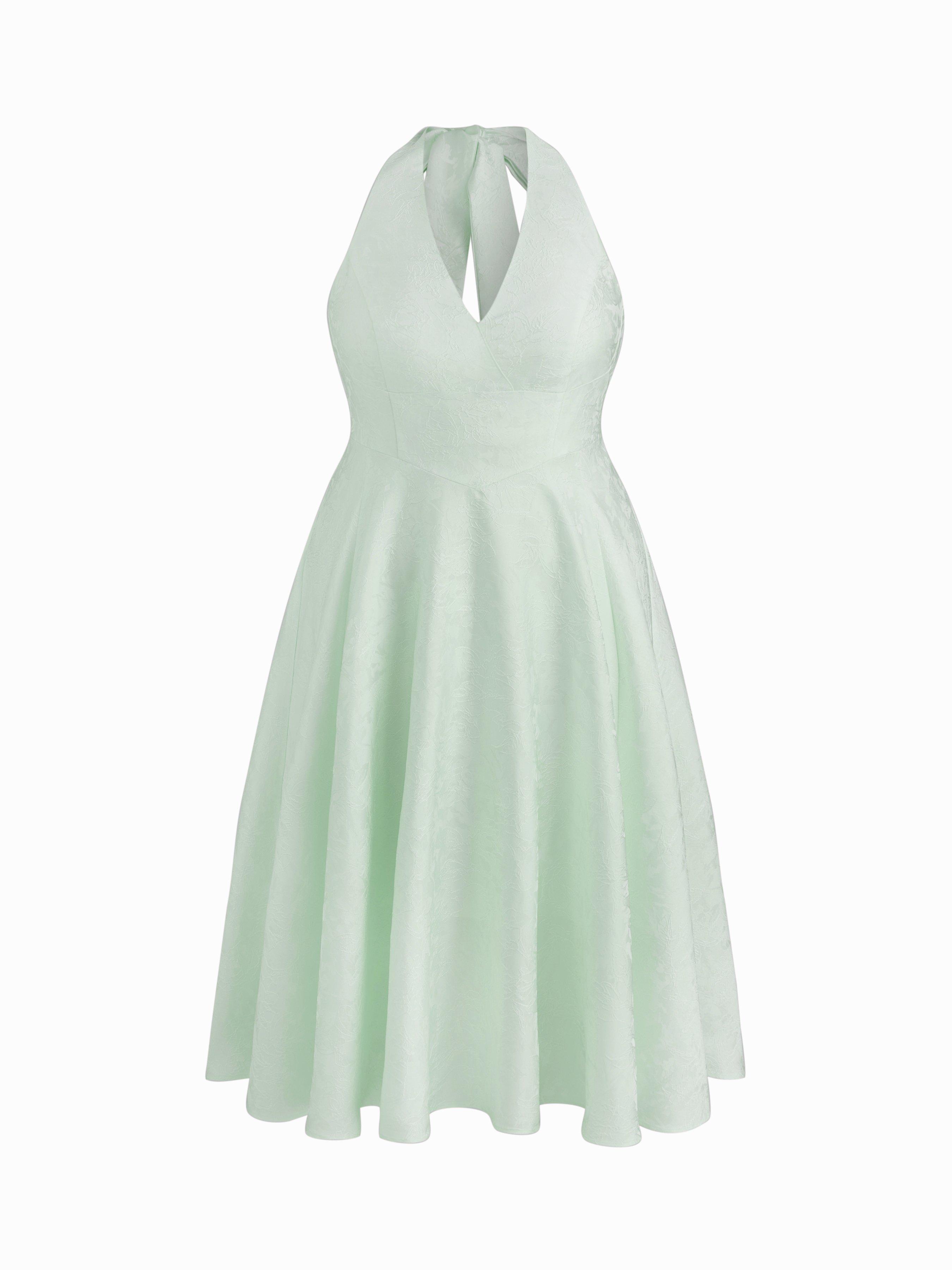 Jacquard V-neck Floral Lace Up Maxi Dress Curve & Plus by CIDER