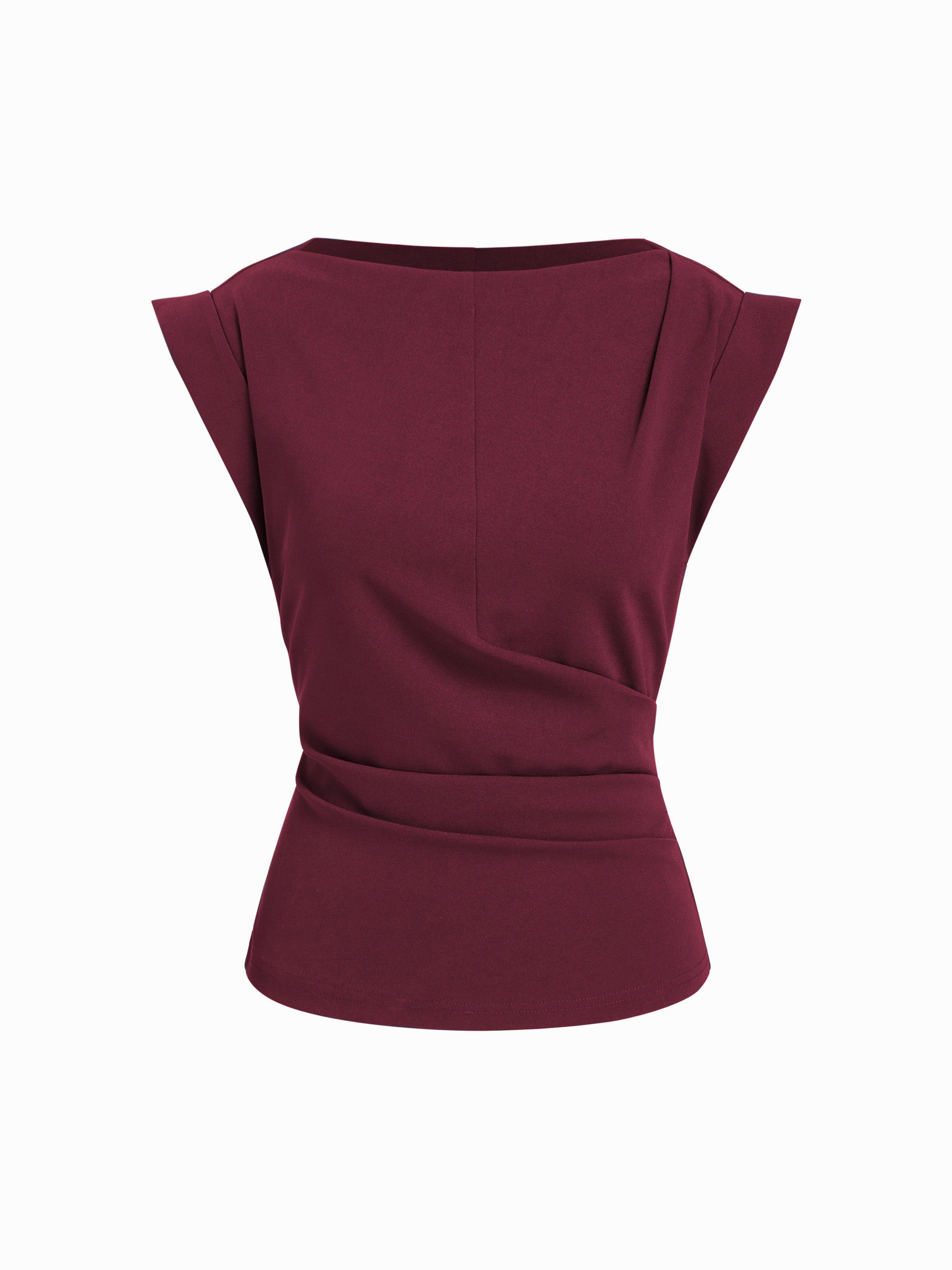Jersey Boat Neck Ruched Crop Top by CIDER