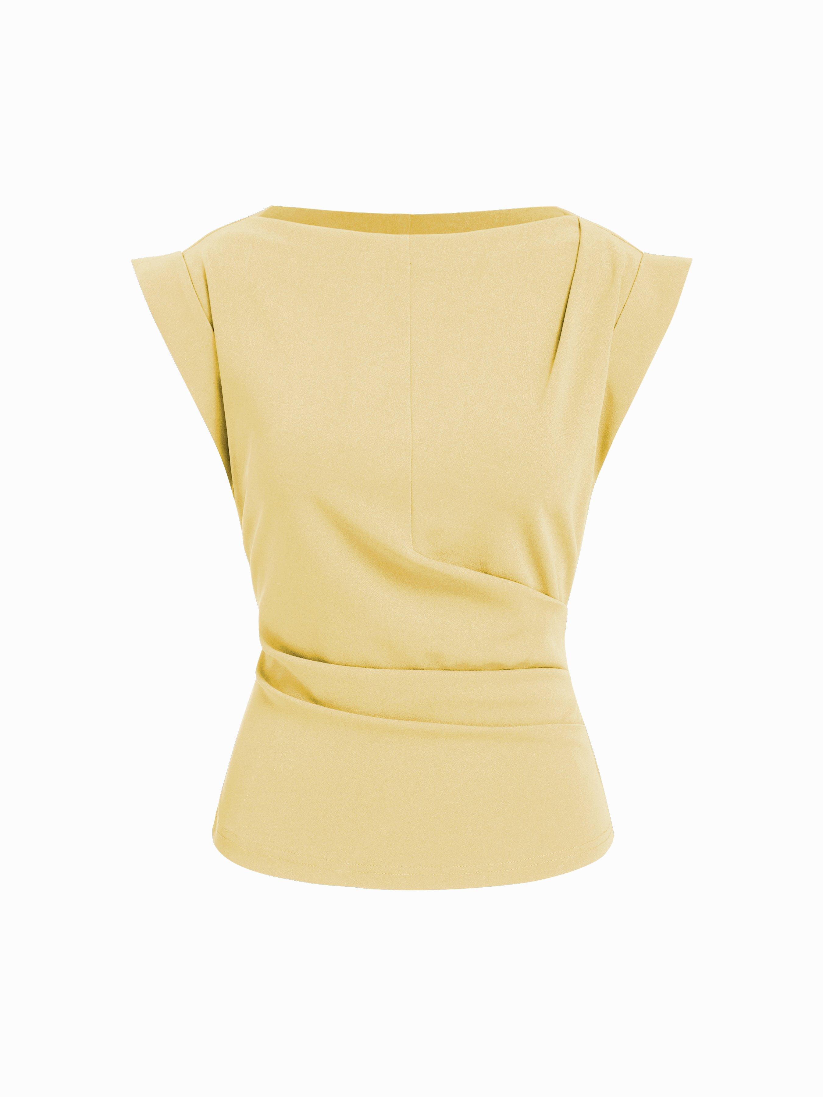 Jersey Boat Neck Ruched Crop Top by CIDER