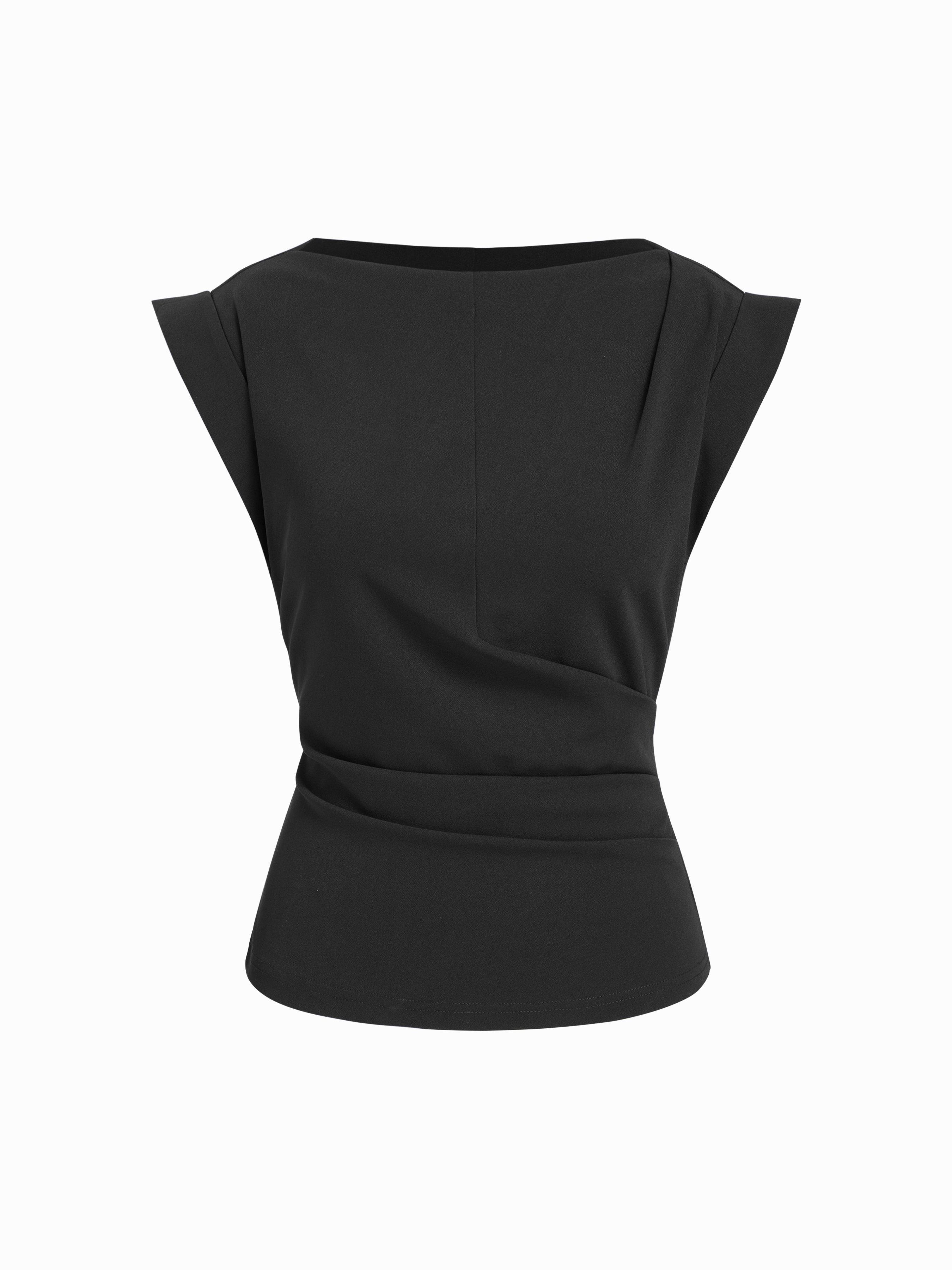 Jersey Boat Neck Ruched Crop Top by CIDER
