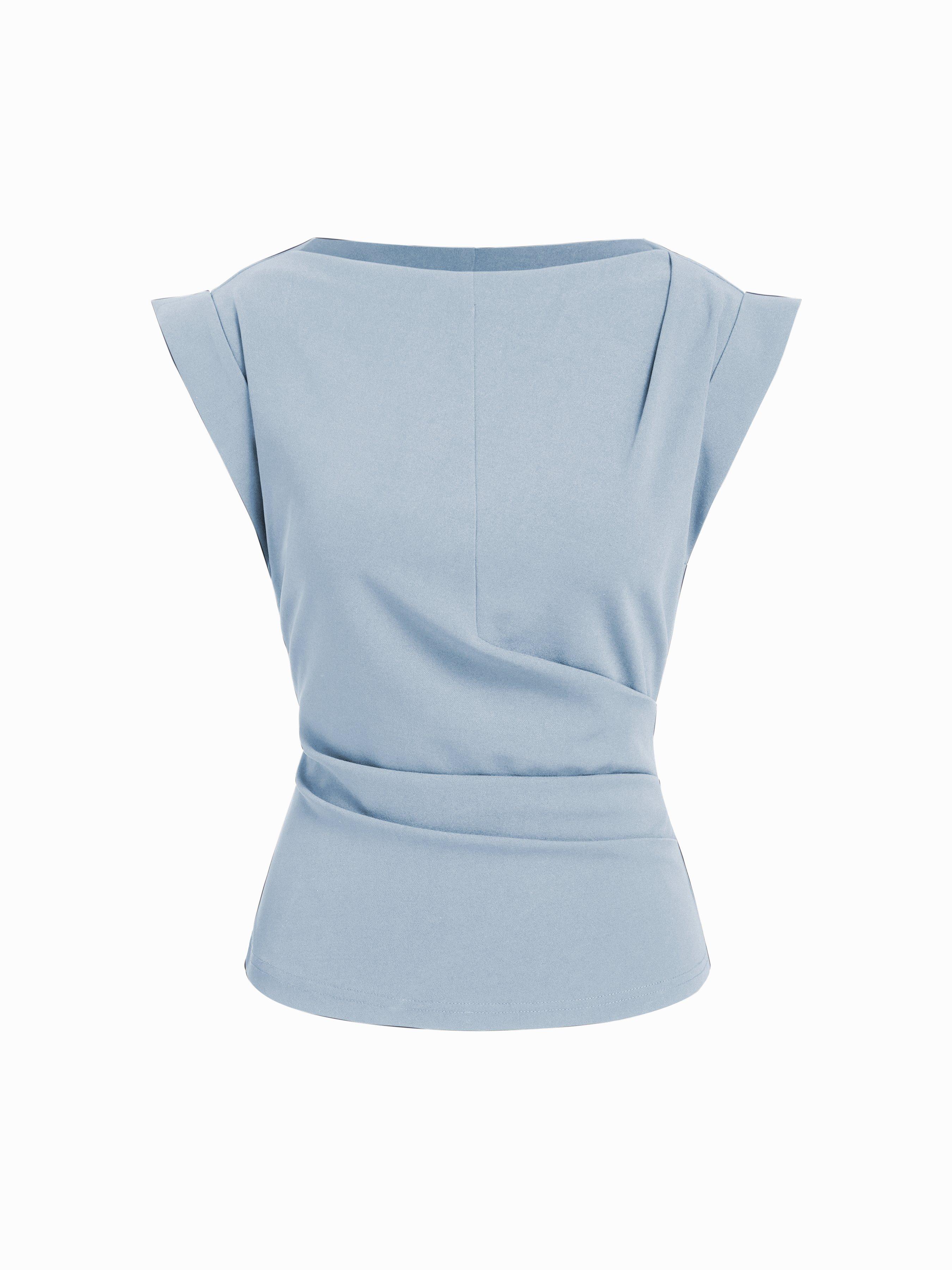Jersey Boat Neck Ruched Crop Top by CIDER