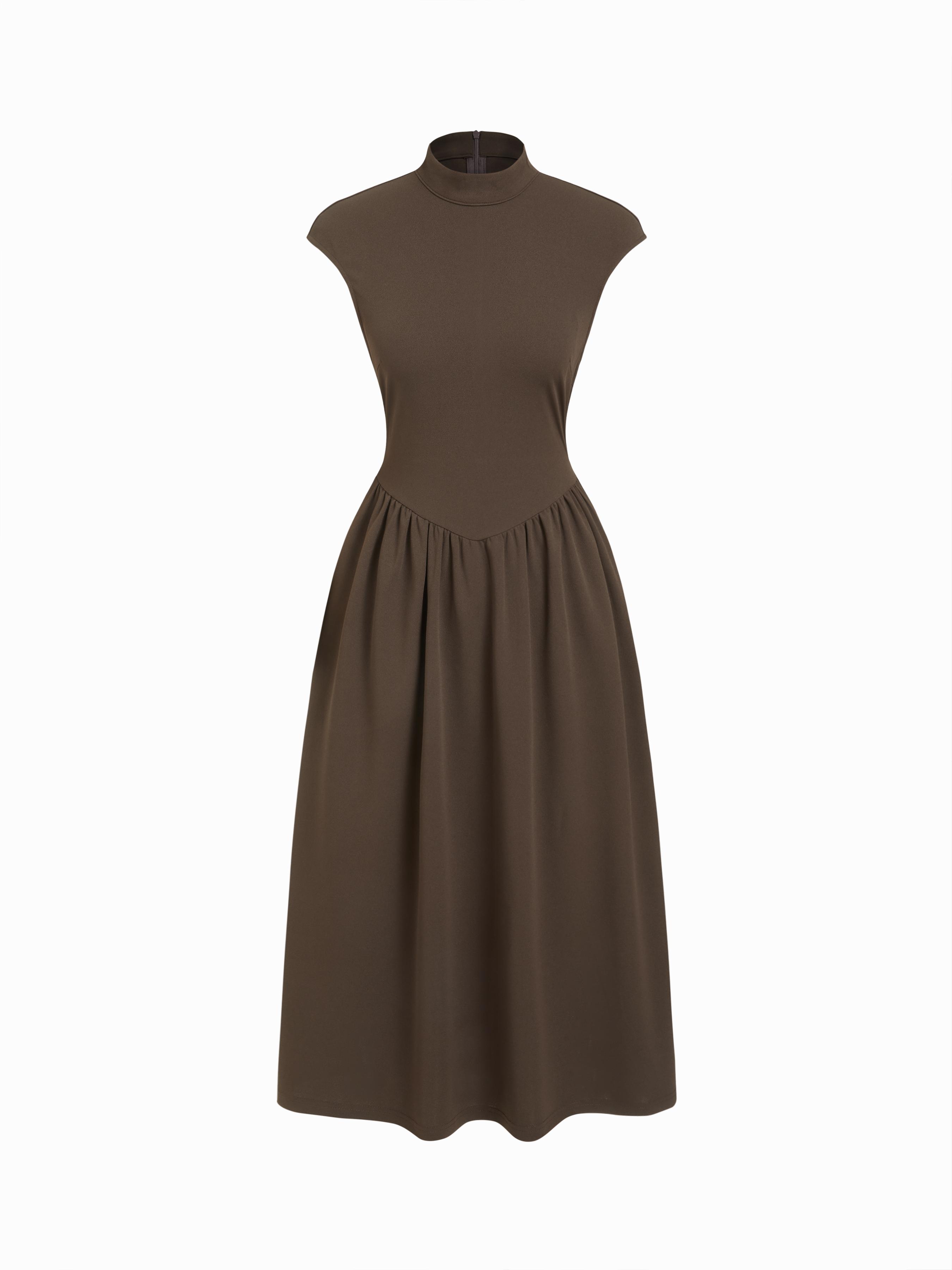 Jersey High Neck Tie Back Midi Dress by CIDER