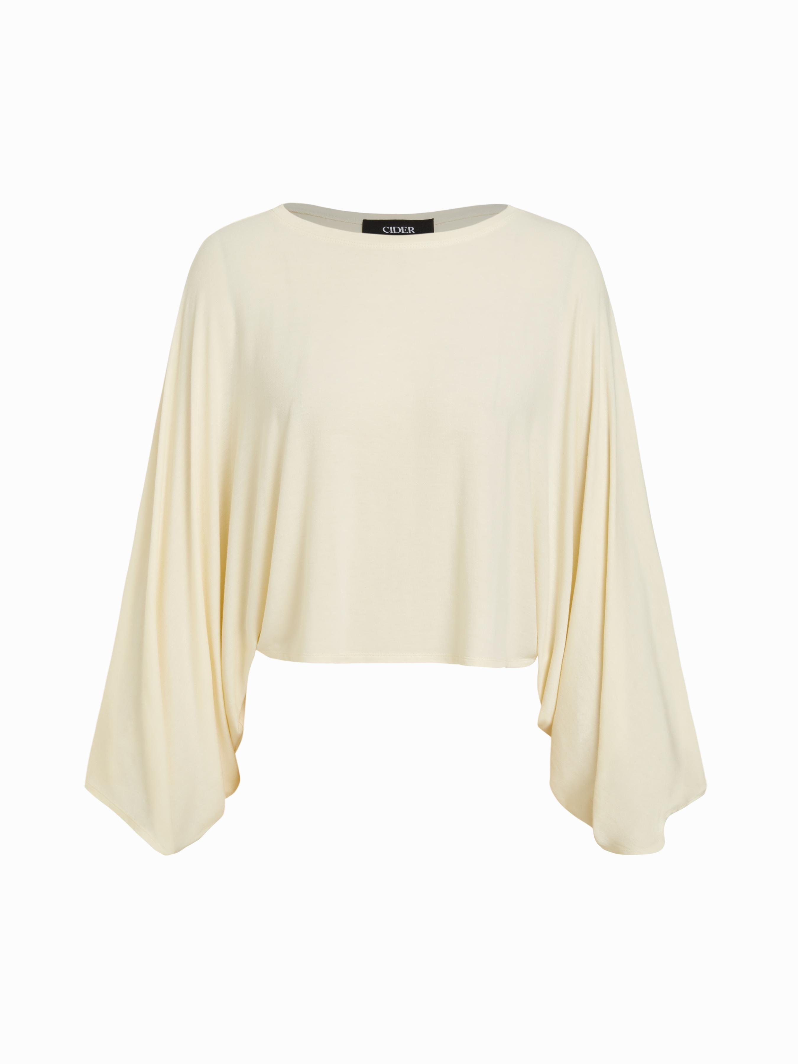 Jersey Round Neck Batwing Sleeve Oversized Tee by CIDER