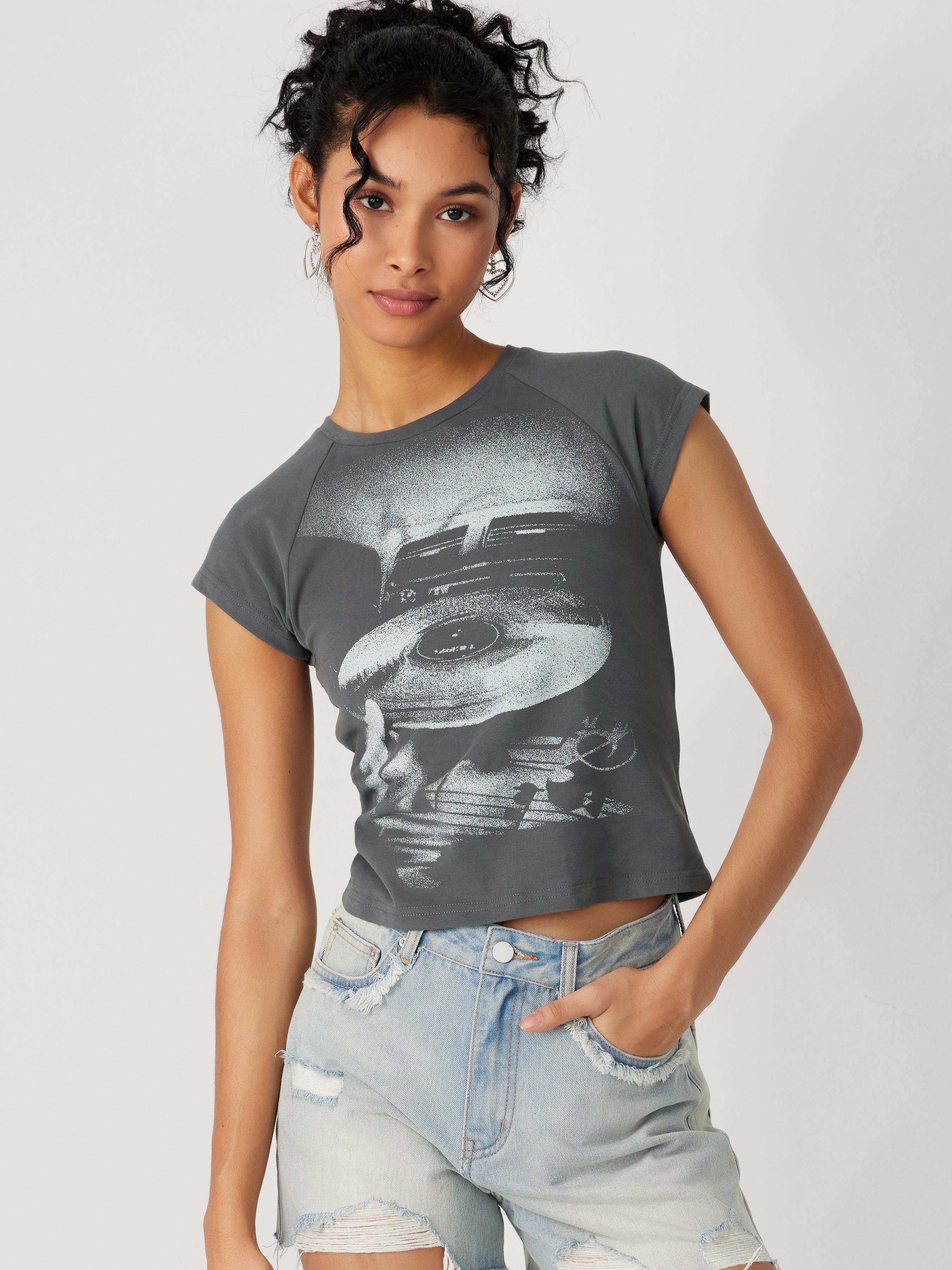 Jersey Round Neckline Graphic Short Sleeve Tee by CIDER