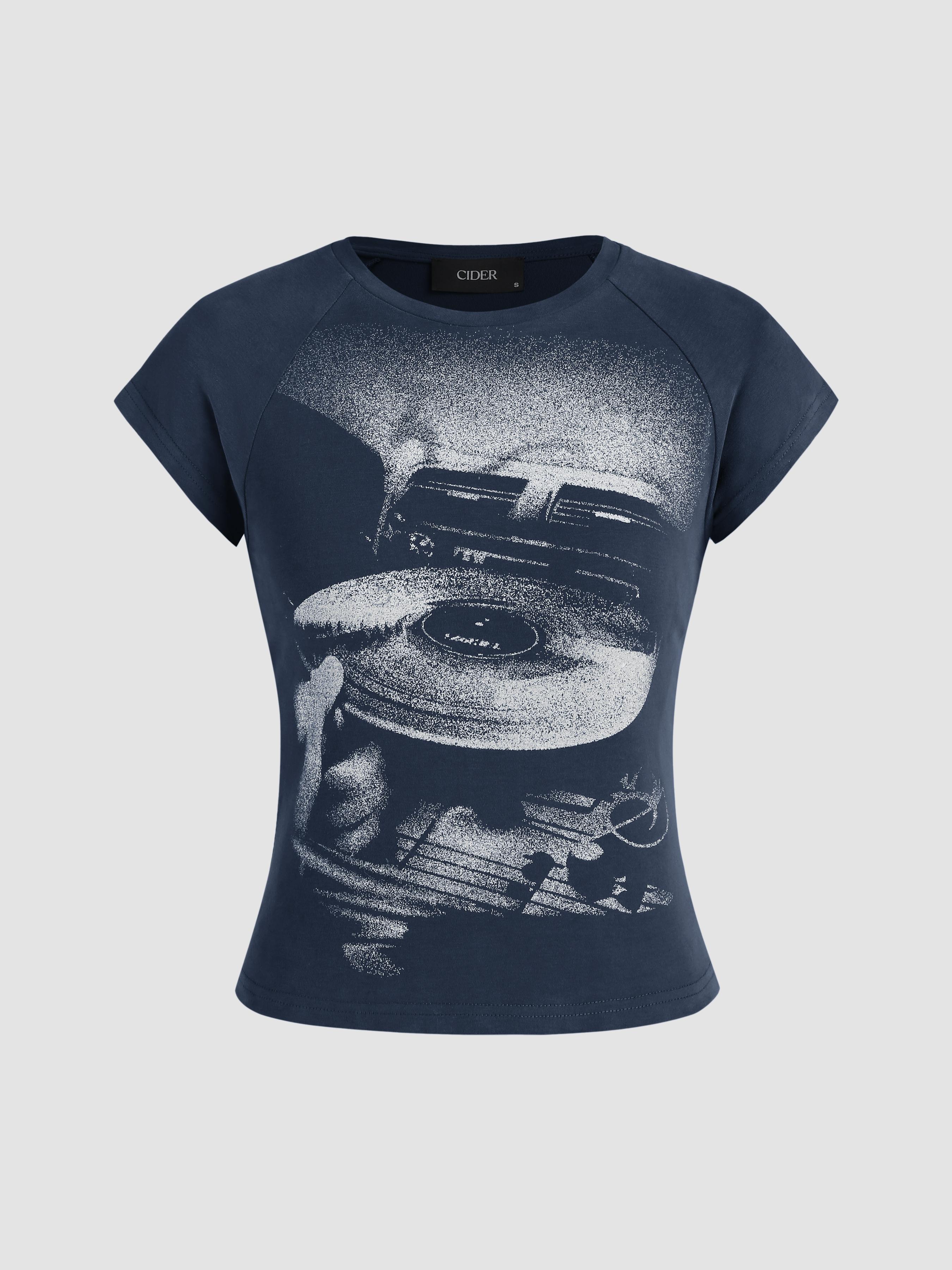 Jersey Round Neckline Graphic Short Sleeve Tee by CIDER