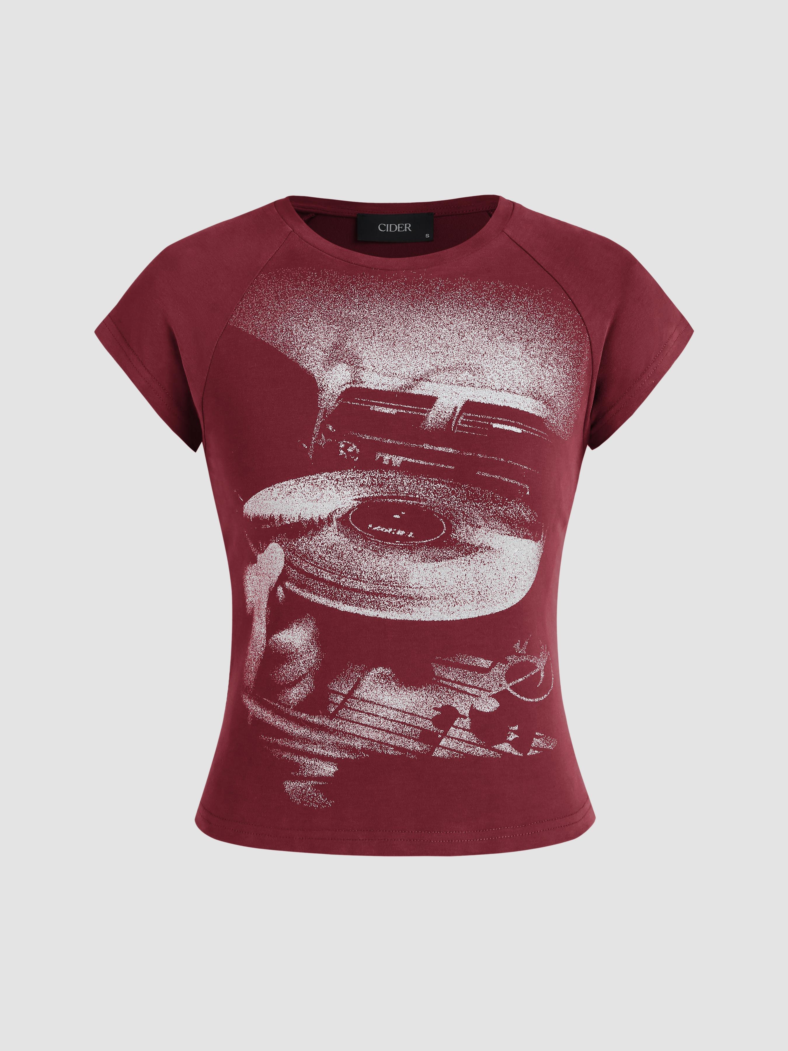 Jersey Round Neckline Graphic Short Sleeve Tee by CIDER