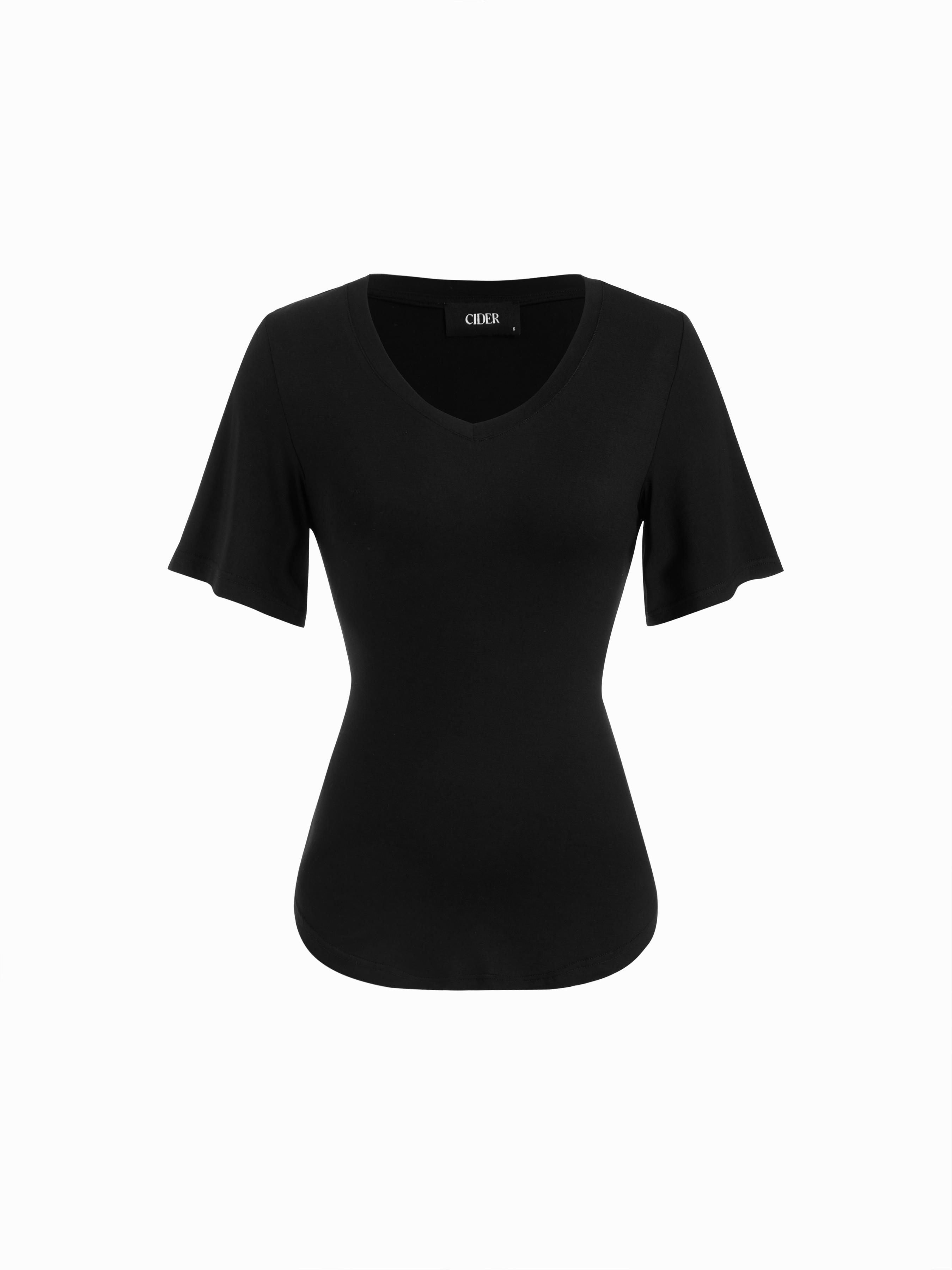 Jersey V-neck Button Cloak Sleeve Tee by CIDER