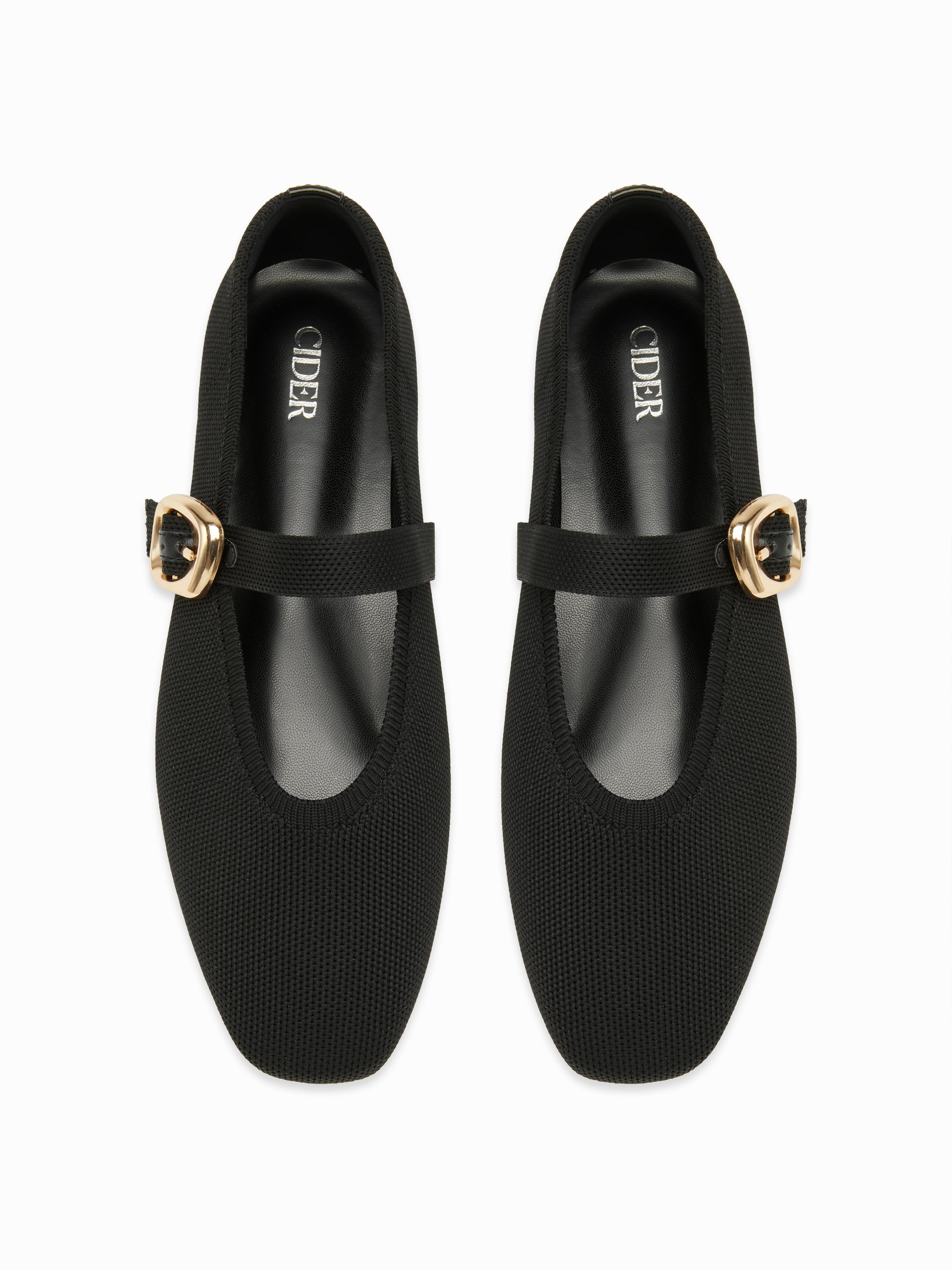 KNITTED BUCKLE MARY JANE FLATS by CIDER