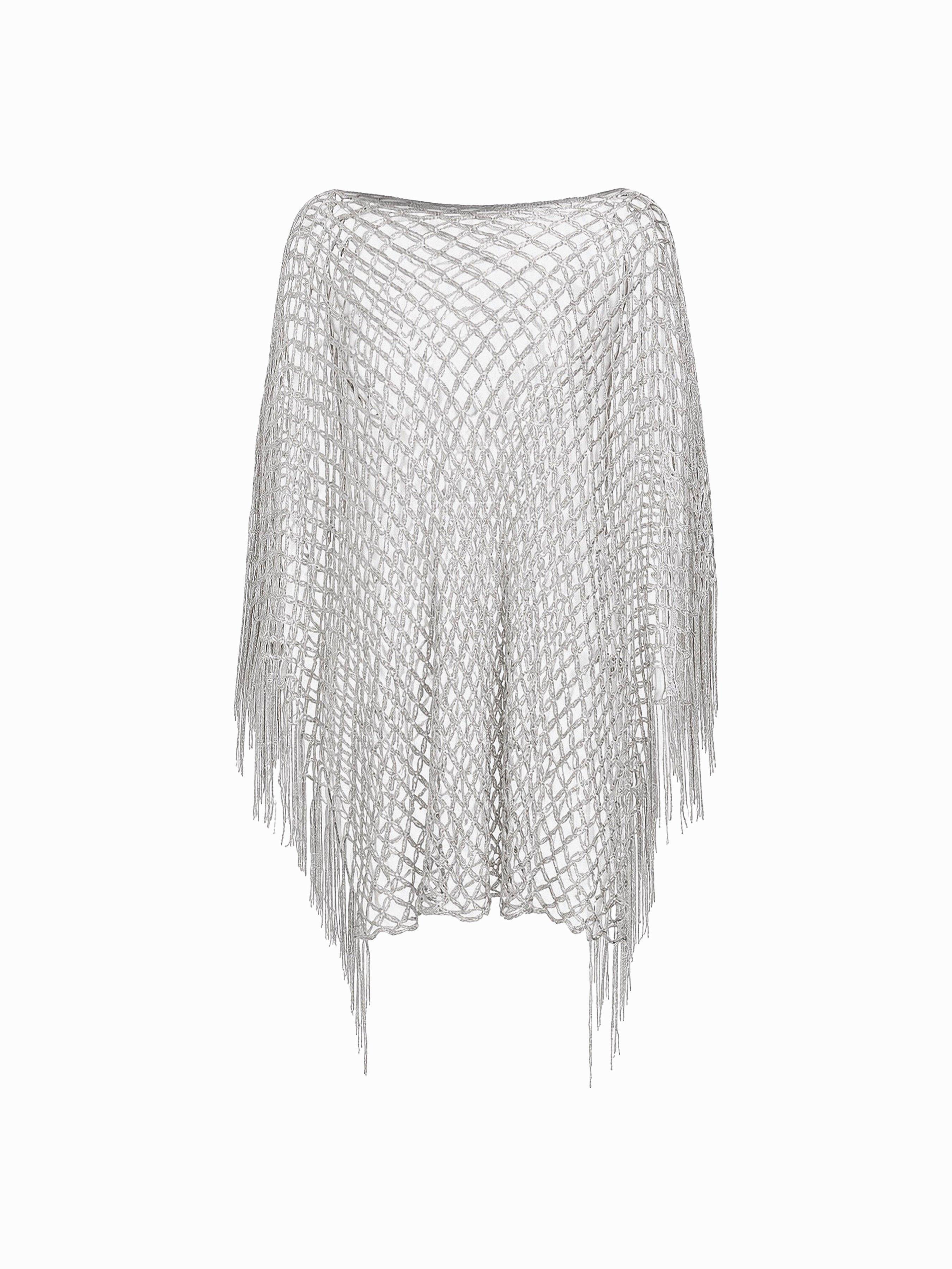 KNITTED FRINGED CAPE by CIDER