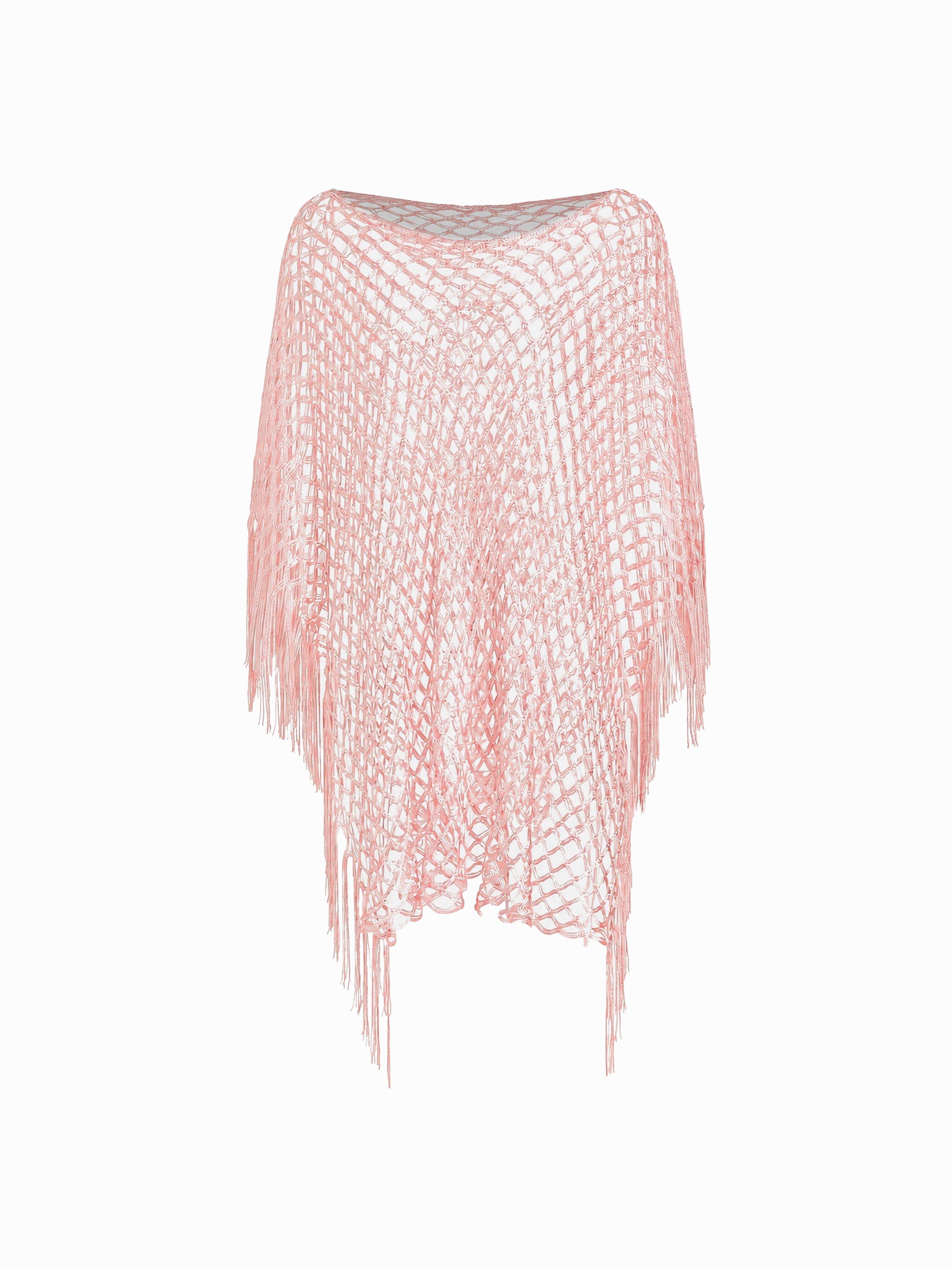 KNITTED FRINGED CAPE by CIDER