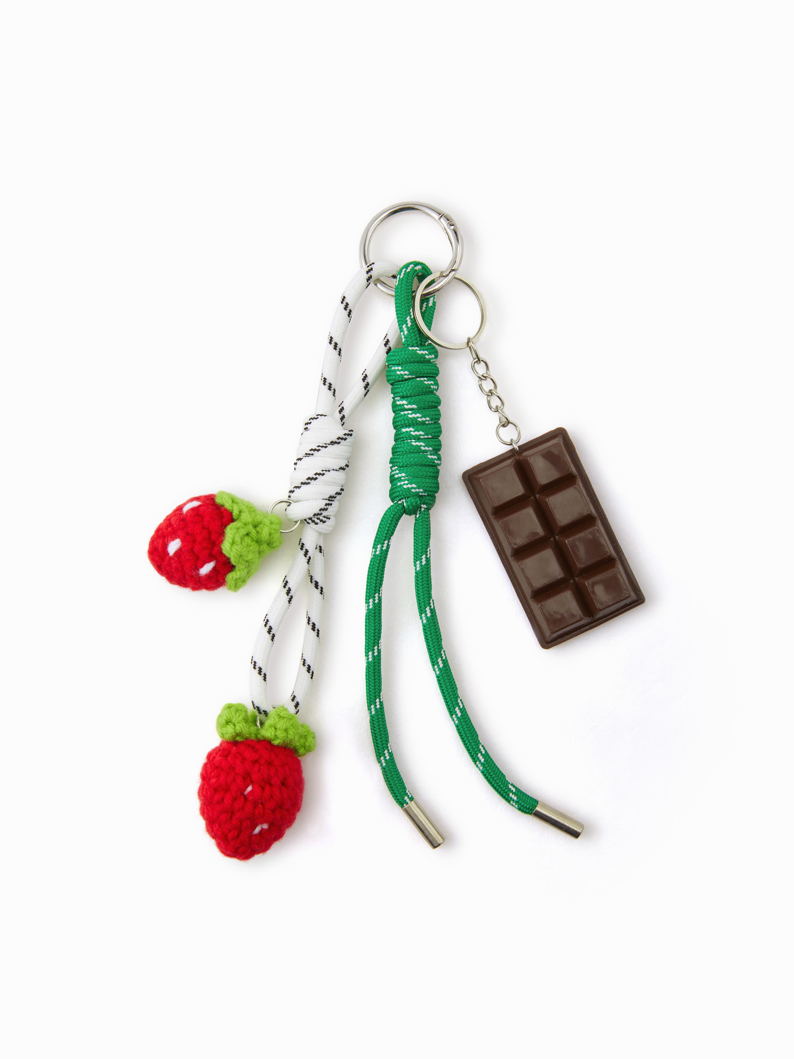 KNITTED STRAWBERRY & CHOCOLATE KEYCHAIN by CIDER
