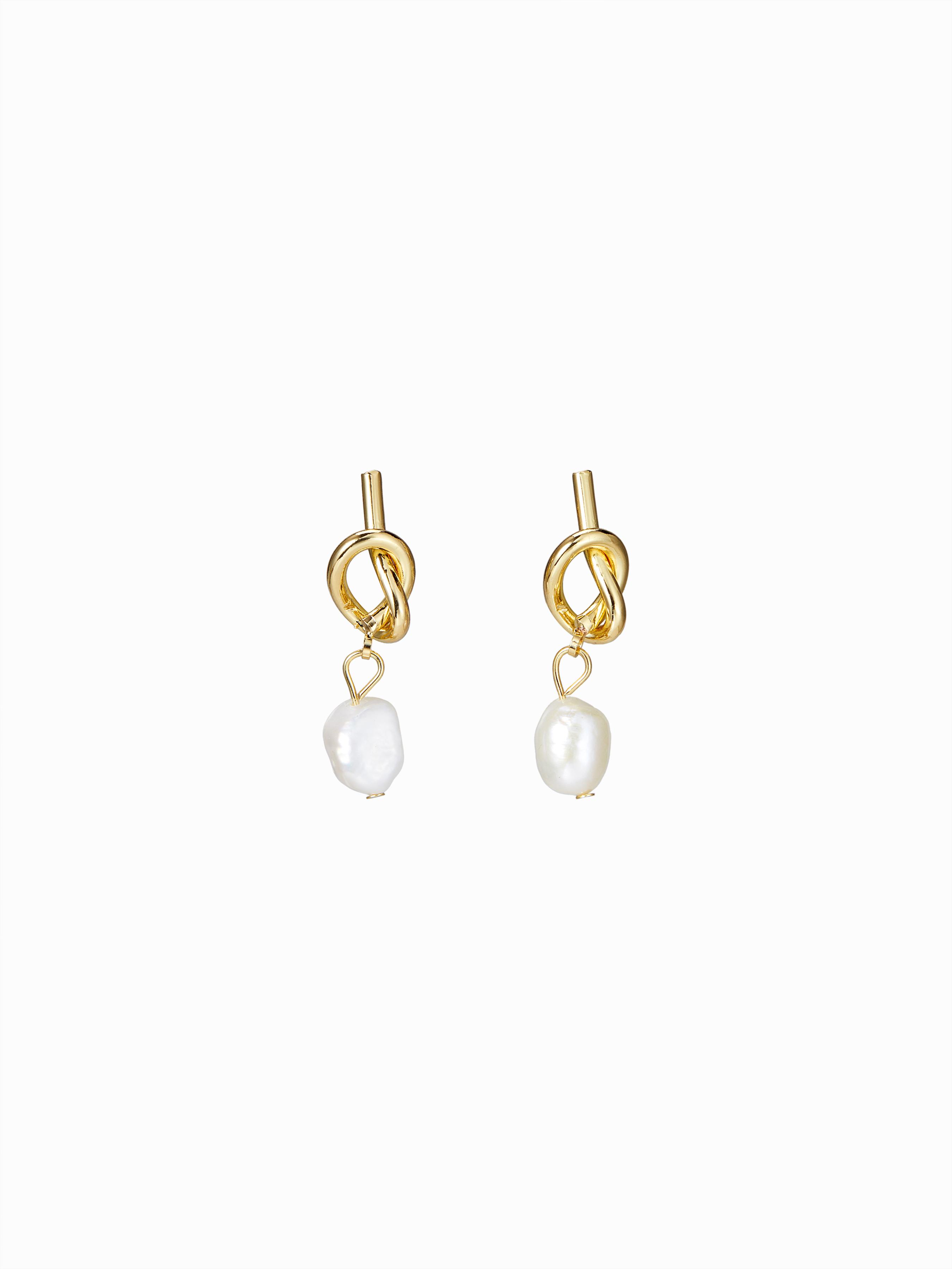 KNOT & BAROQUE FAUX PEARL DROP EARRINGS by CIDER