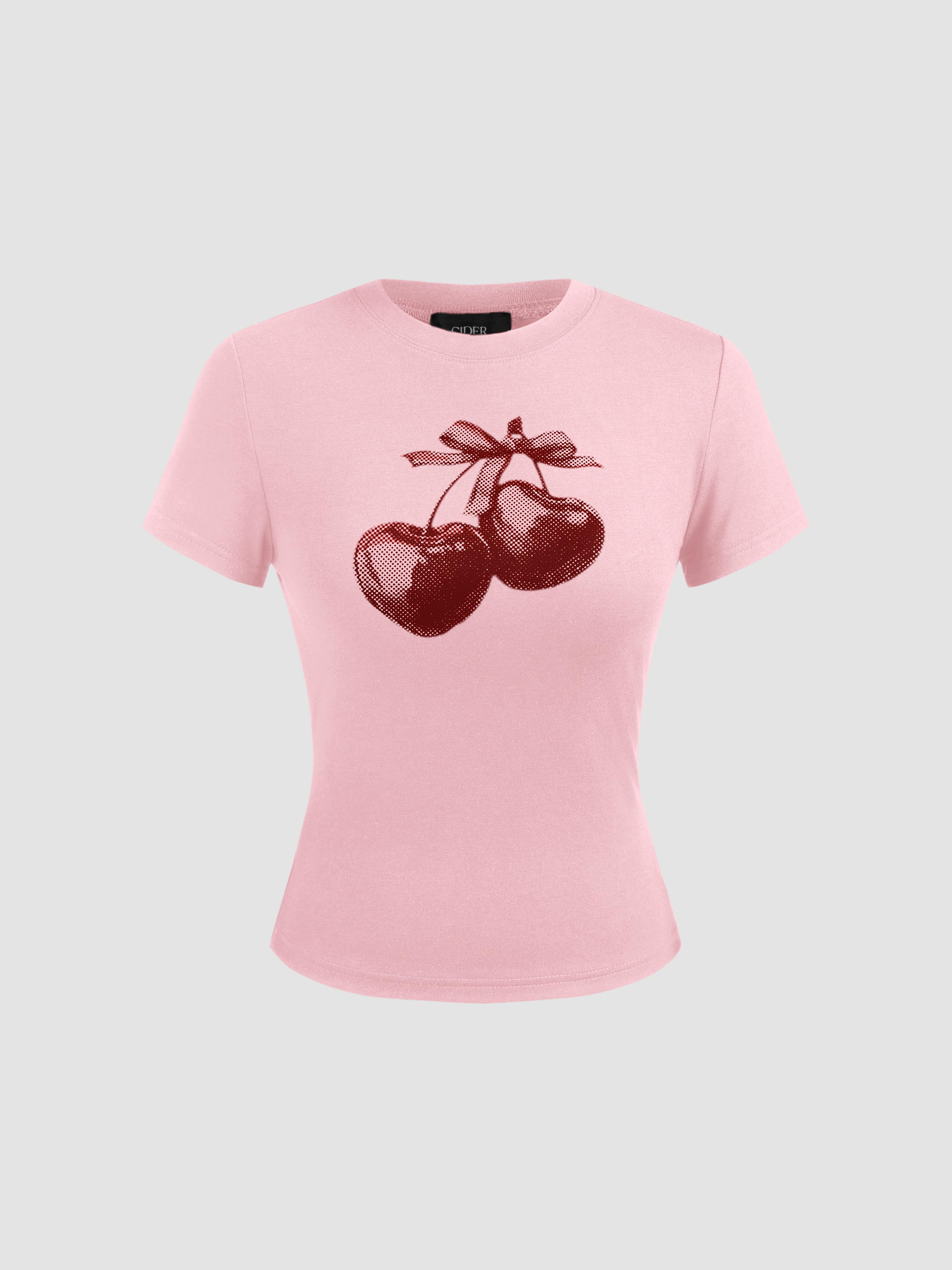 Kirschen-Grafik Kurzärmliger T-Shirt by CIDER