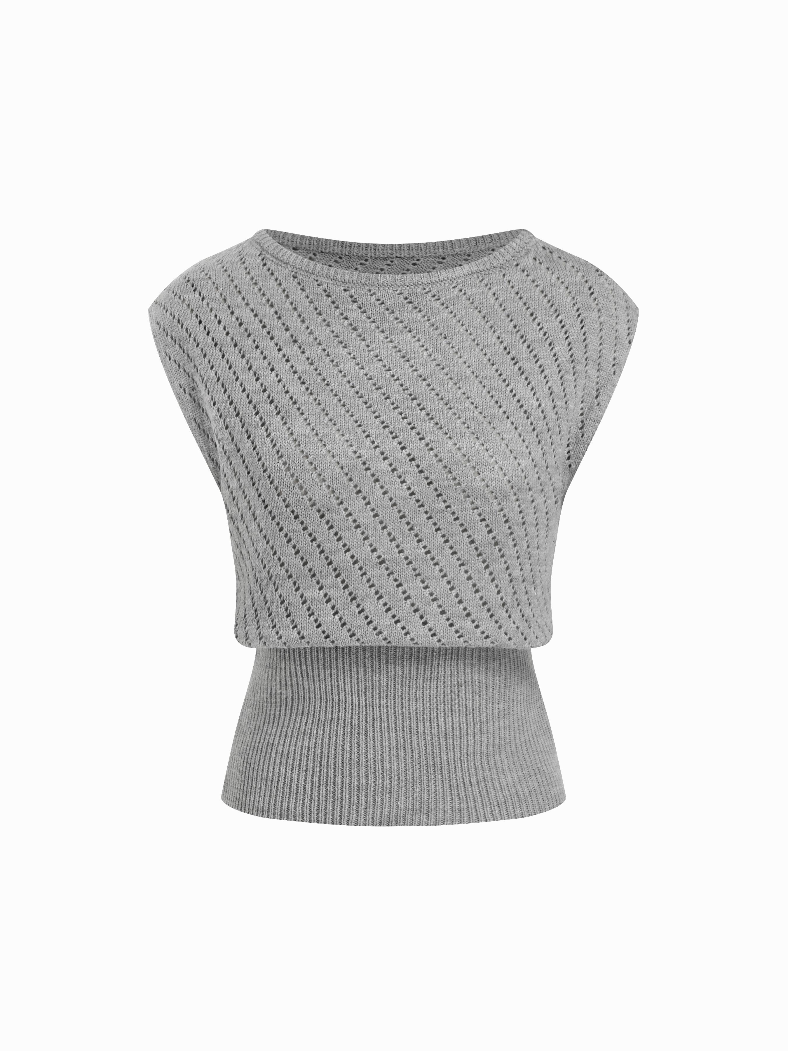 Knit Boat Neck Hollow Out Top by CIDER
