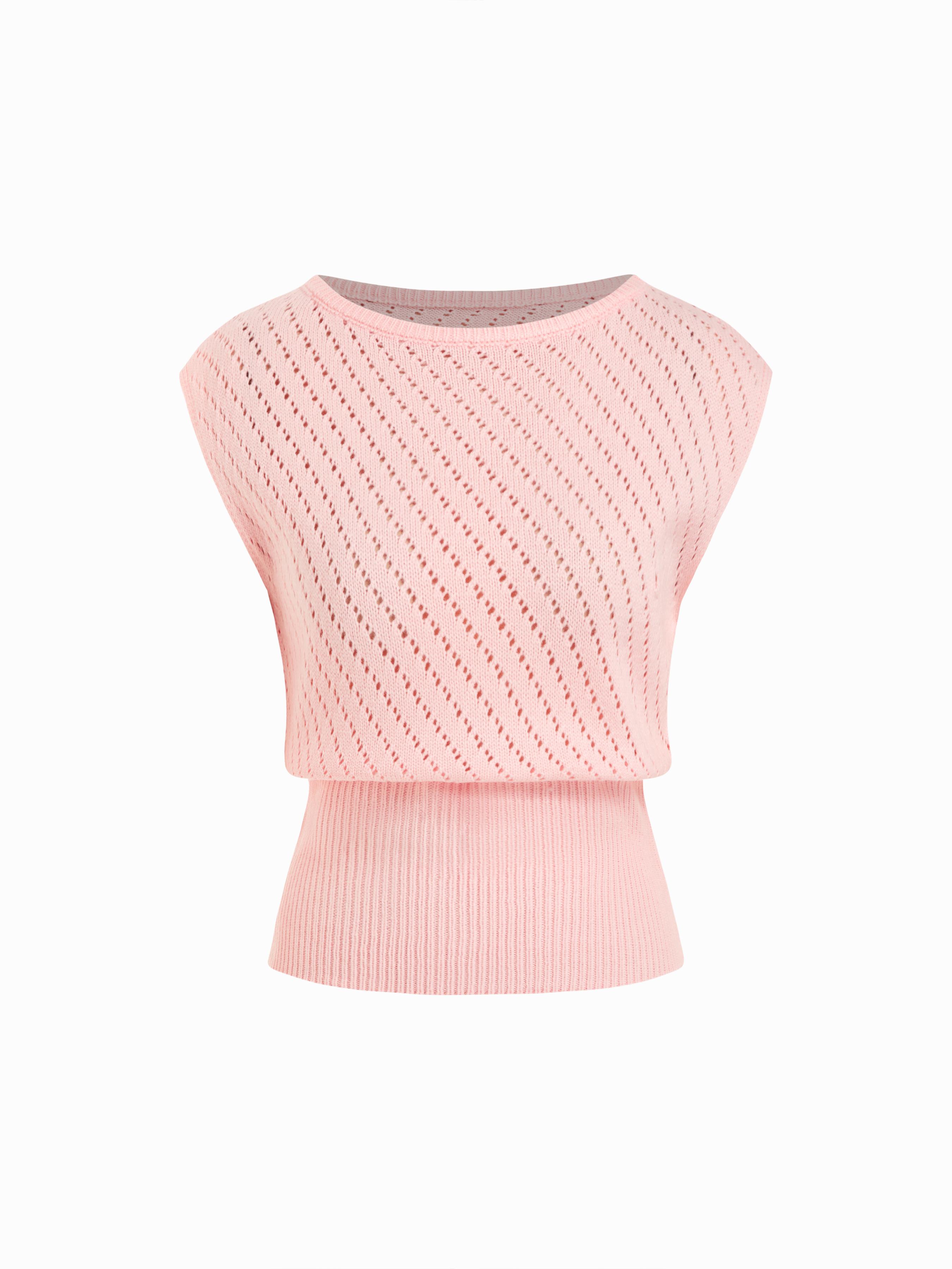 Knit Boat Neck Hollow Out Top by CIDER
