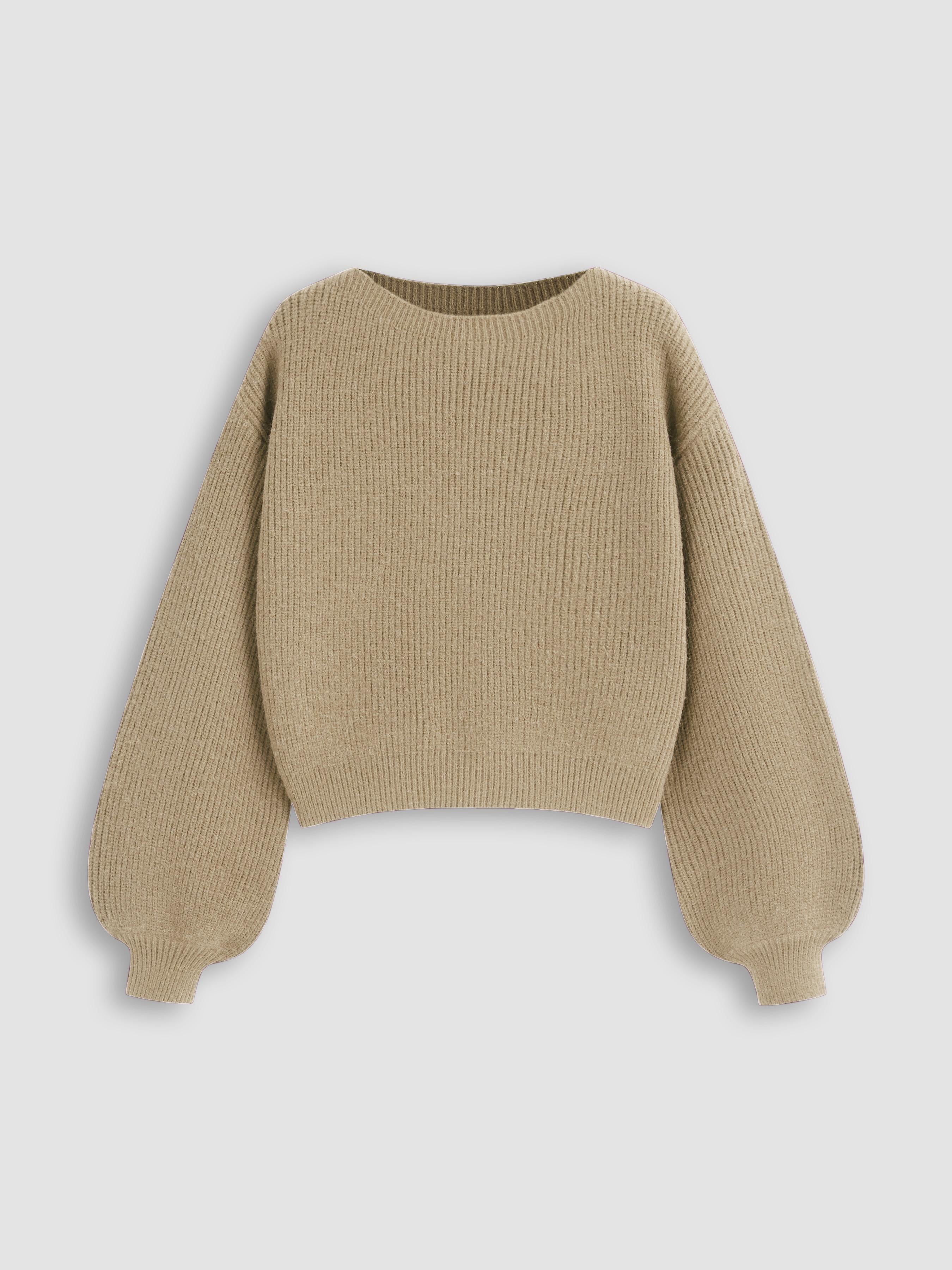 Knit Boat Neck Long Sleeve Top by CIDER