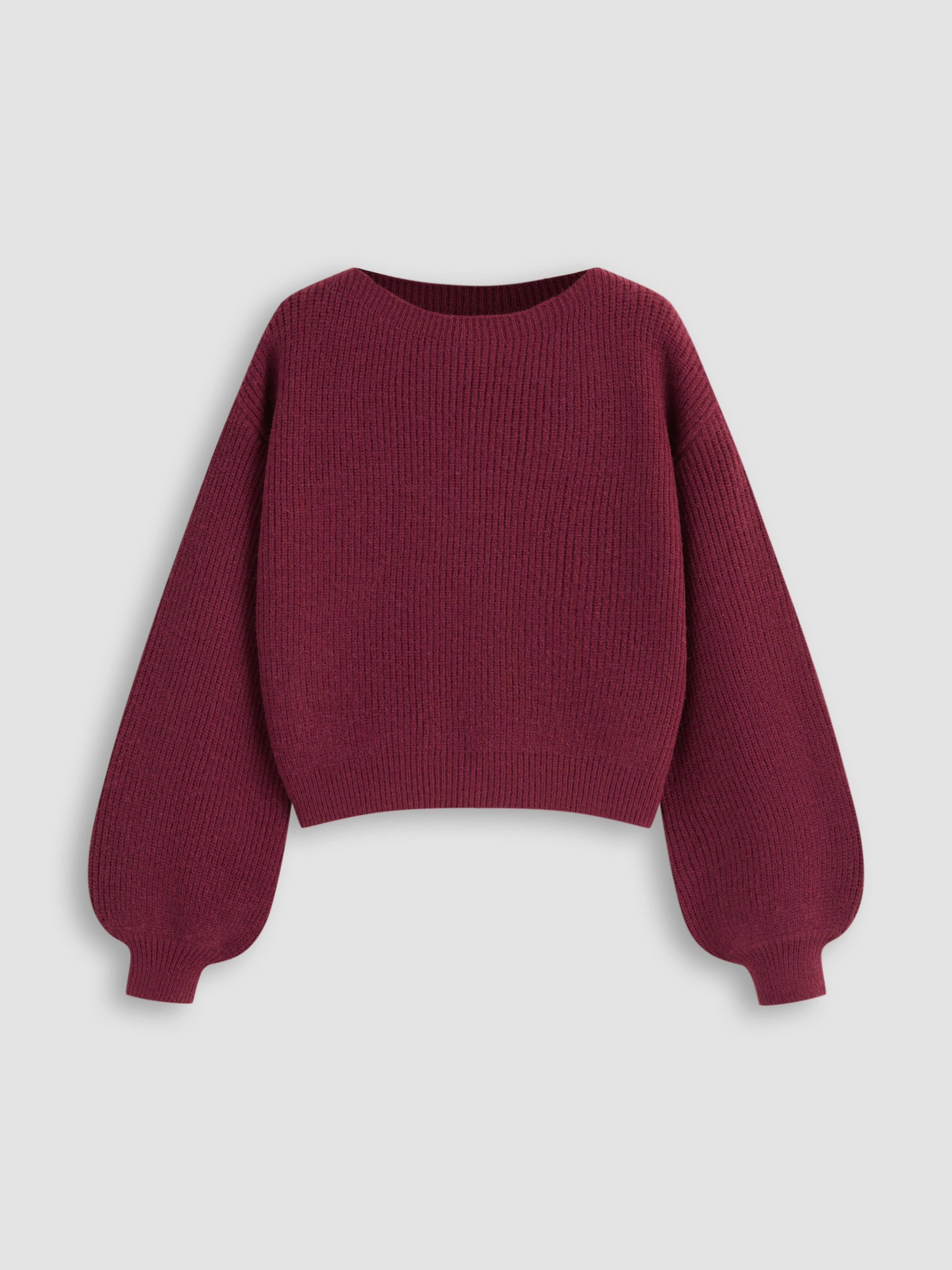 Knit Boat Neck Long Sleeve Top by CIDER