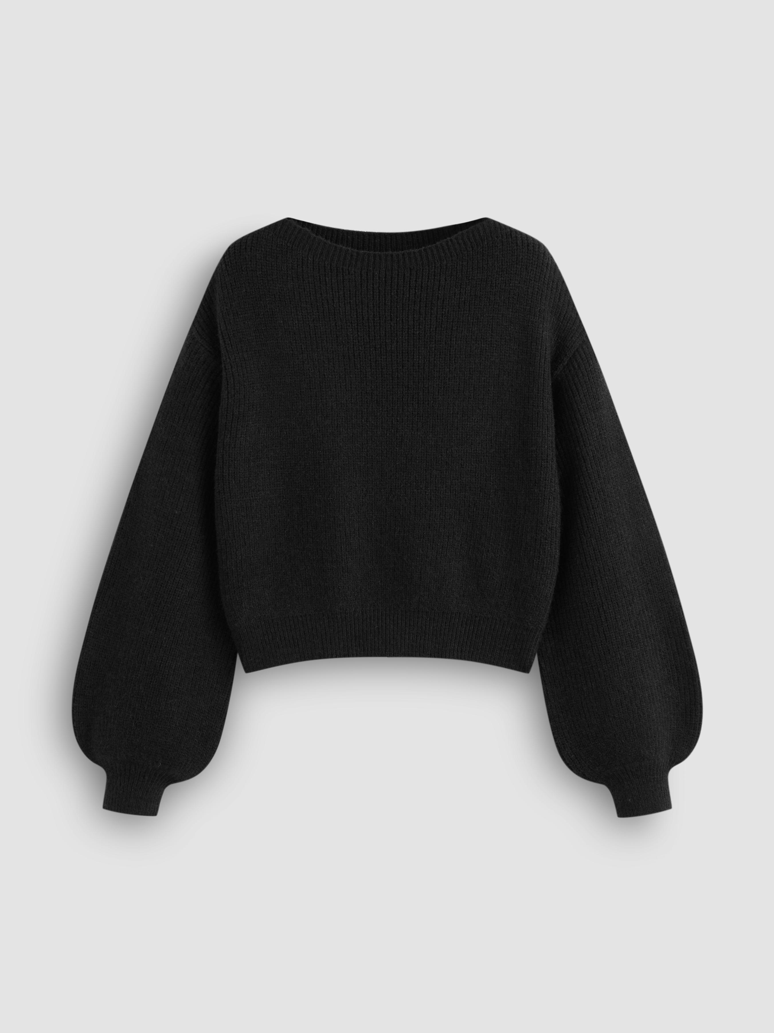 Knit Boat Neck Long Sleeve Top by CIDER