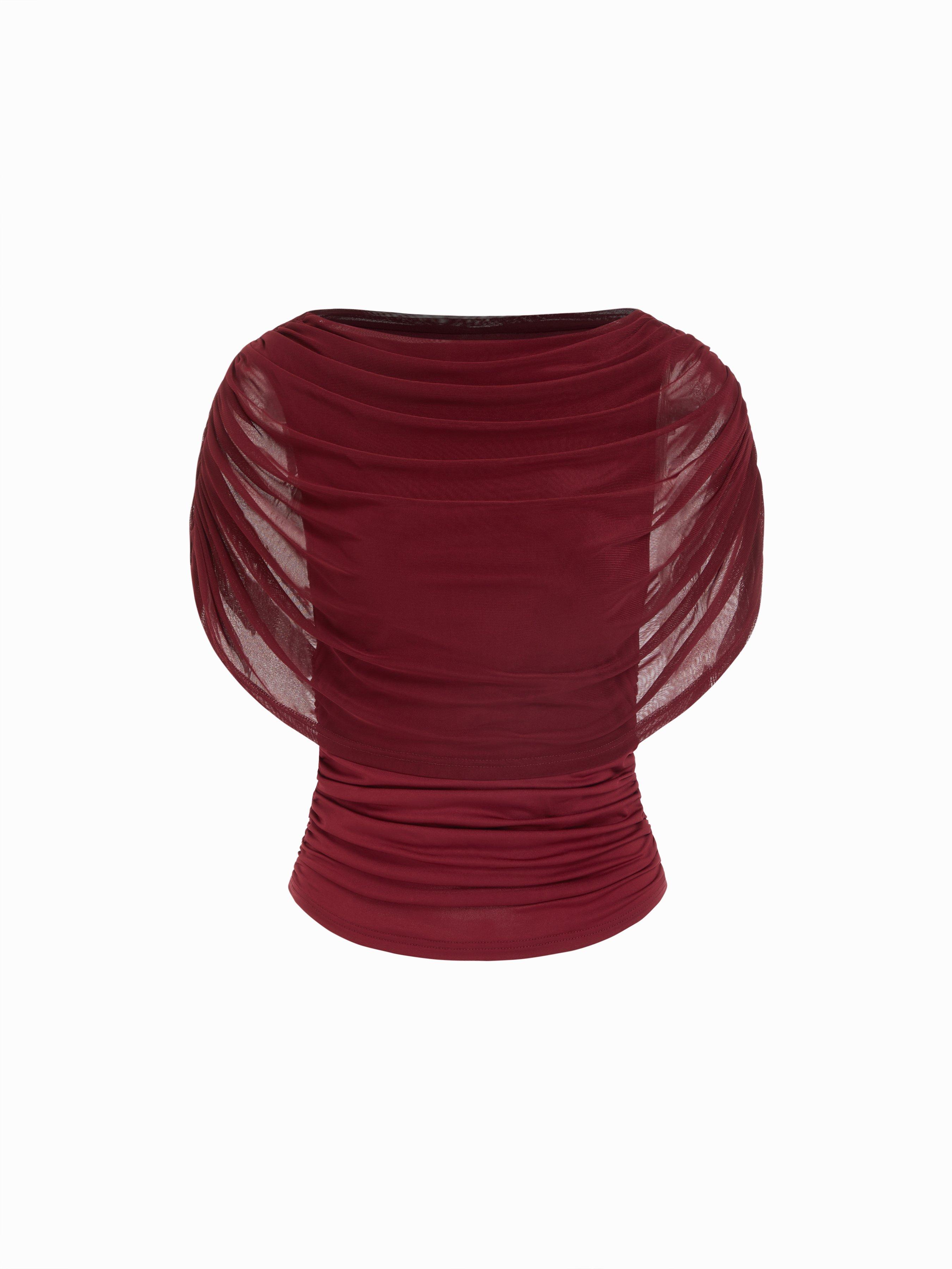 Knit Boat Neck Ruched Bolero Top by CIDER