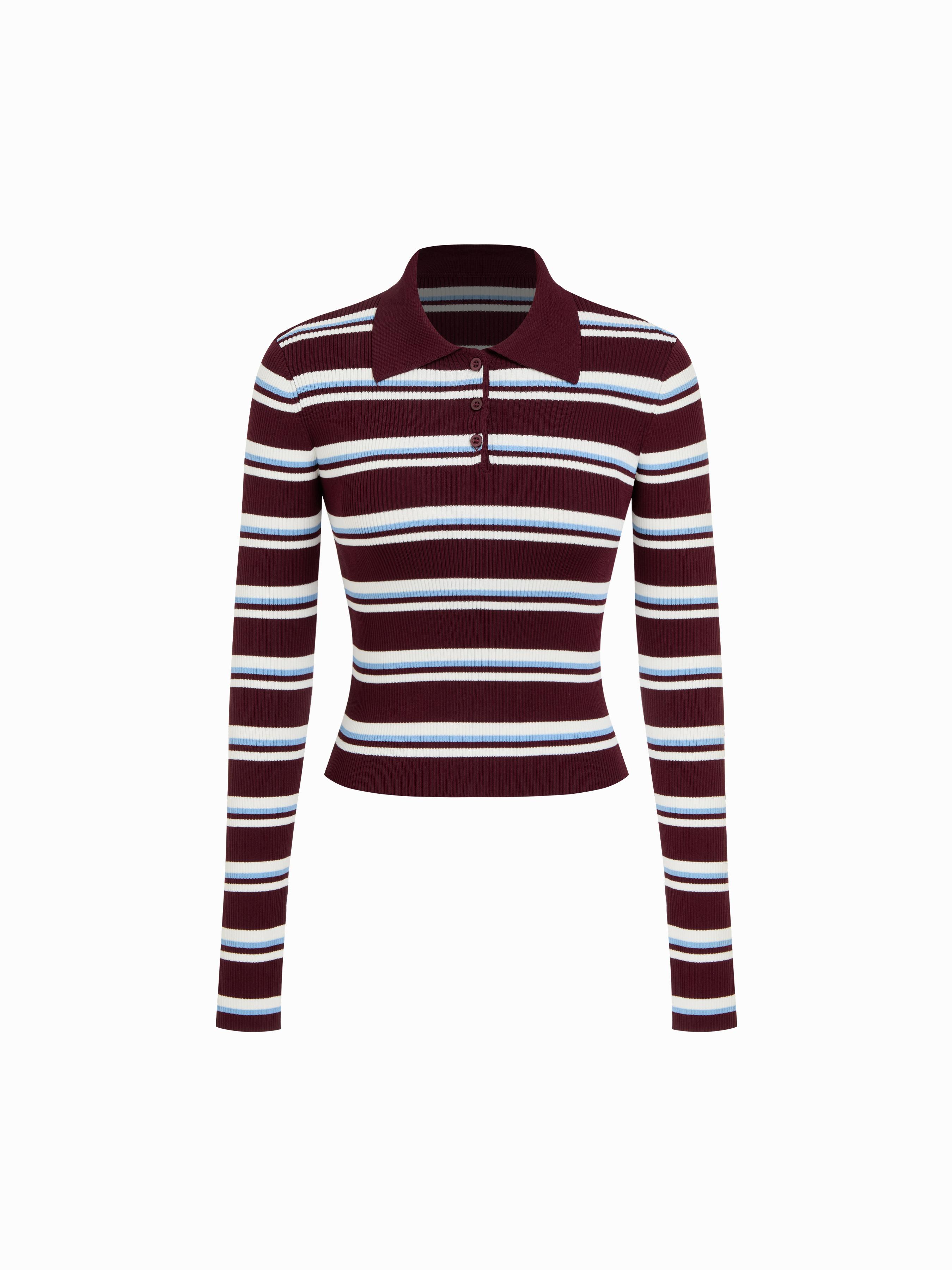 Knit Collar Striped Top by CIDER
