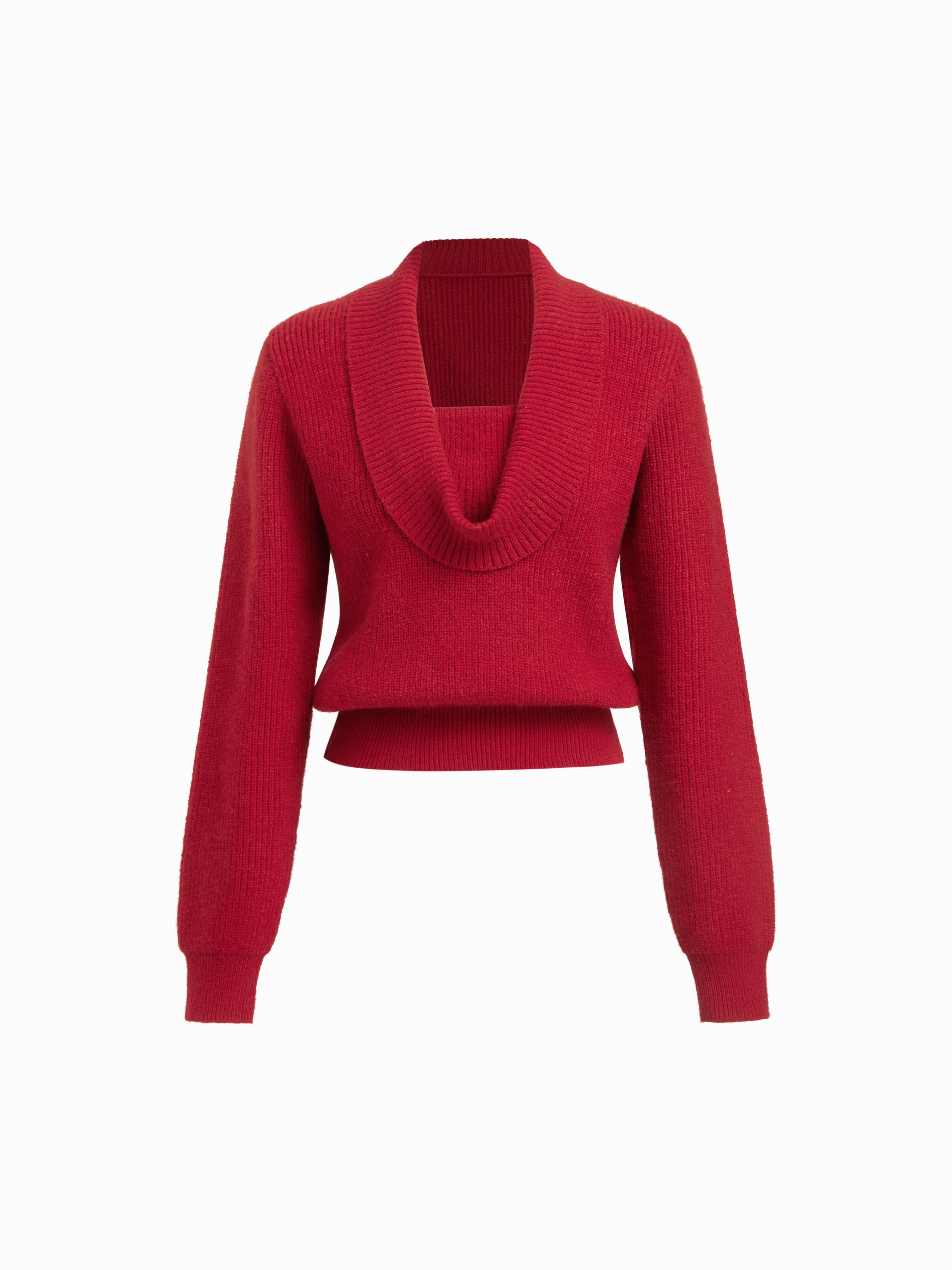 Knit Cowl Neck Long Sleeve Cinched Waist Top by CIDER