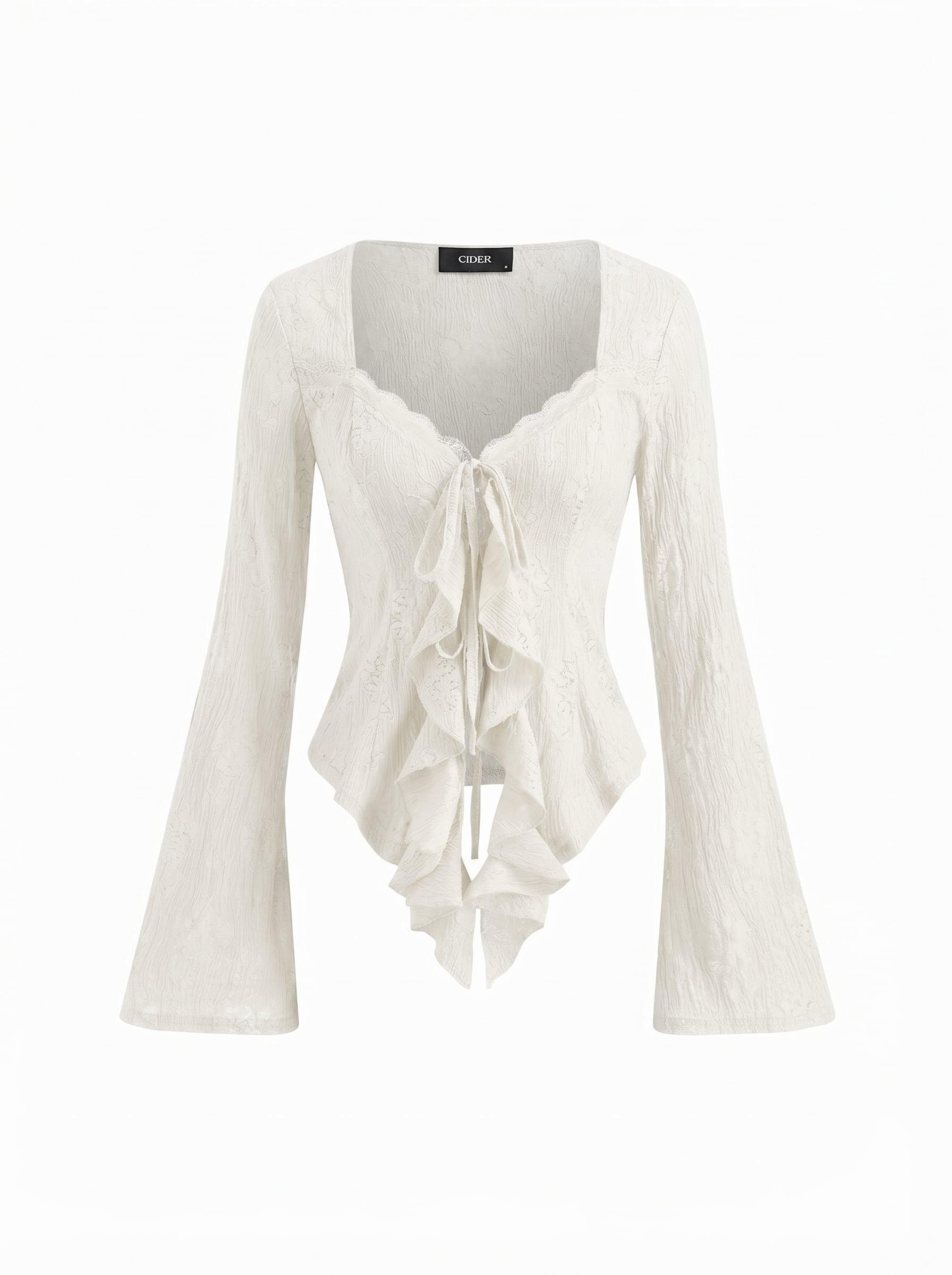 Knit Fabric Sweetheart Solid Long Sleeve Tops by CIDER