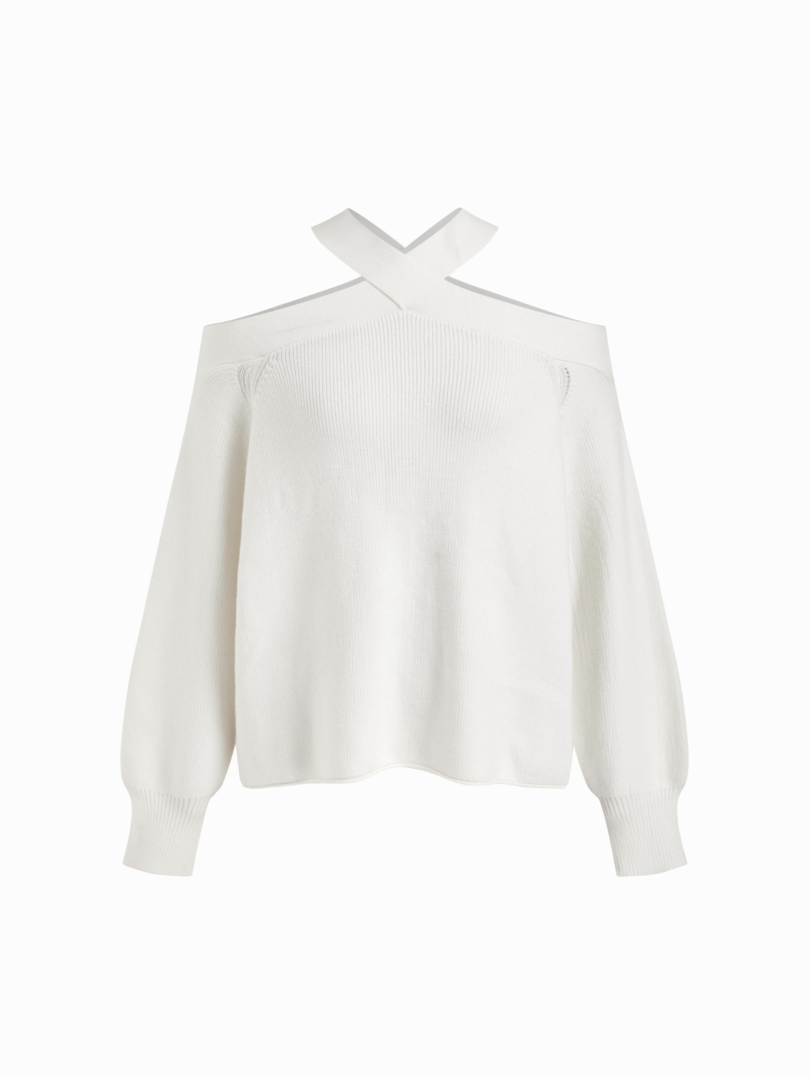 Knit Halter Neckline Long Sleeve Top by CIDER
