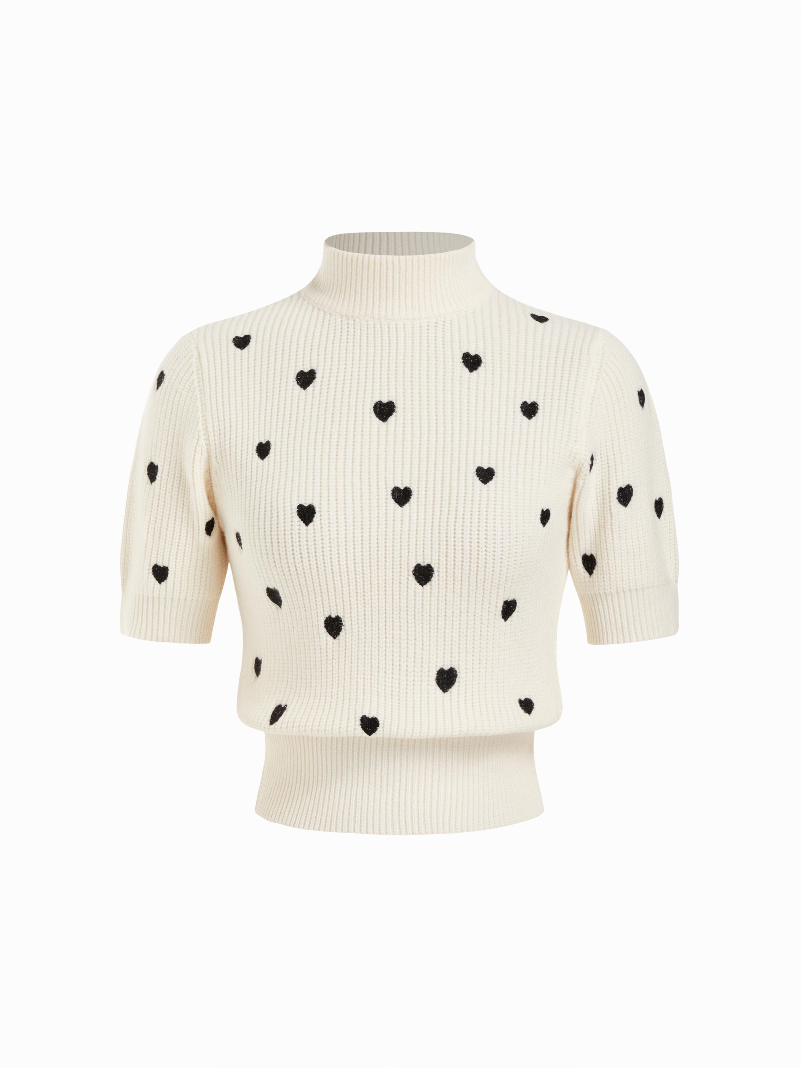 Knit Heart High Neck Top by CIDER