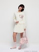 Knit Hello Kitty & Star Graphic Peter Pan Collar Cardigan & Mid Rise Pleated Mini Skirt Set by CIDER