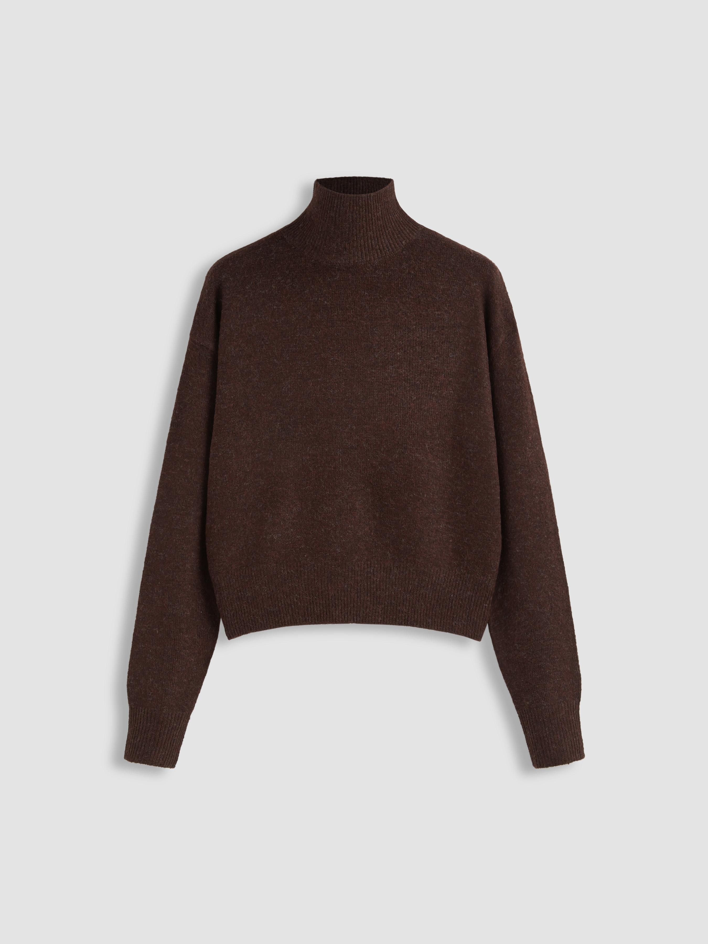 Knit High Neck Solid Long Sleeve Top by CIDER