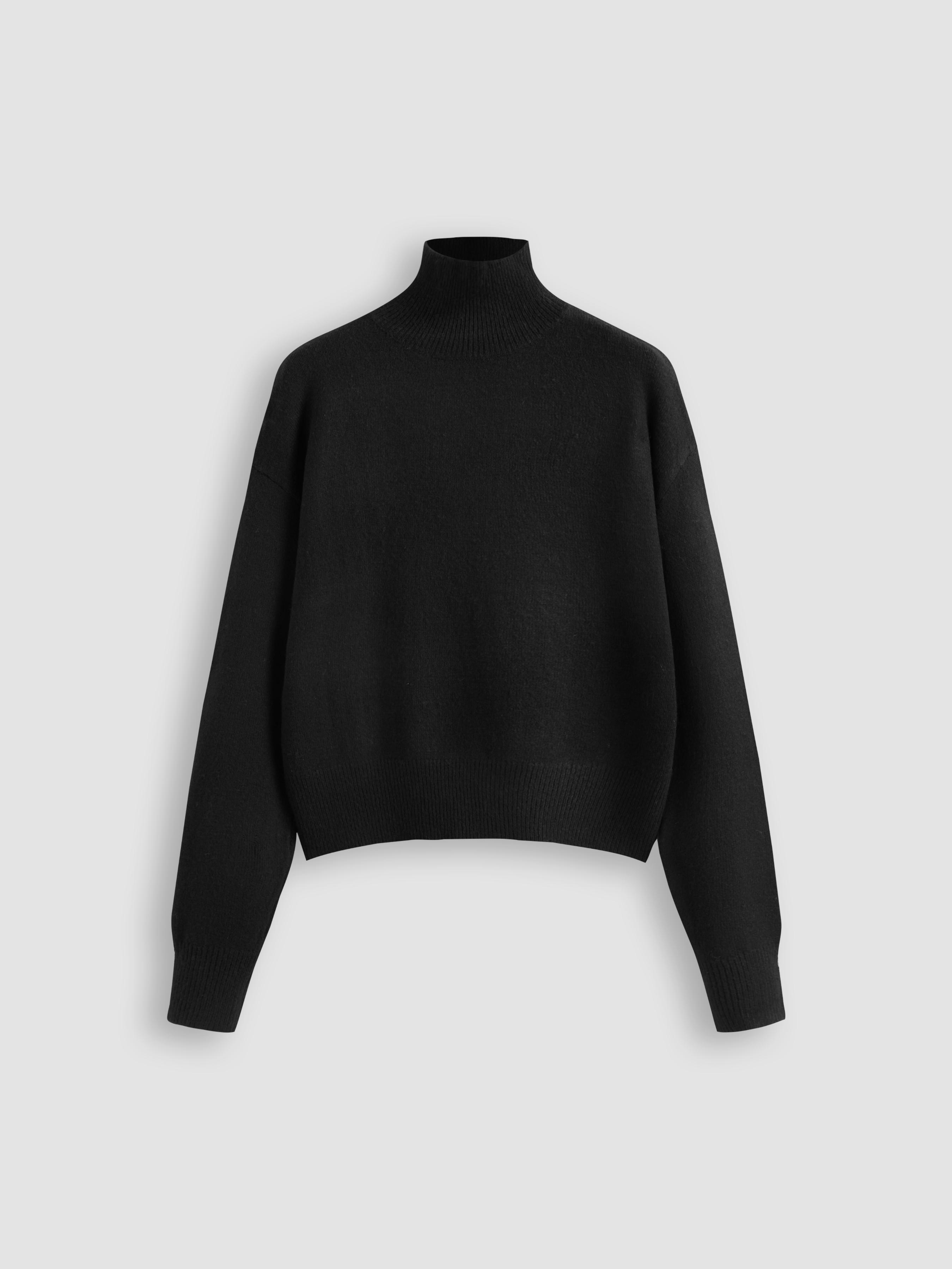 Knit High Neck Solid Long Sleeve Top by CIDER