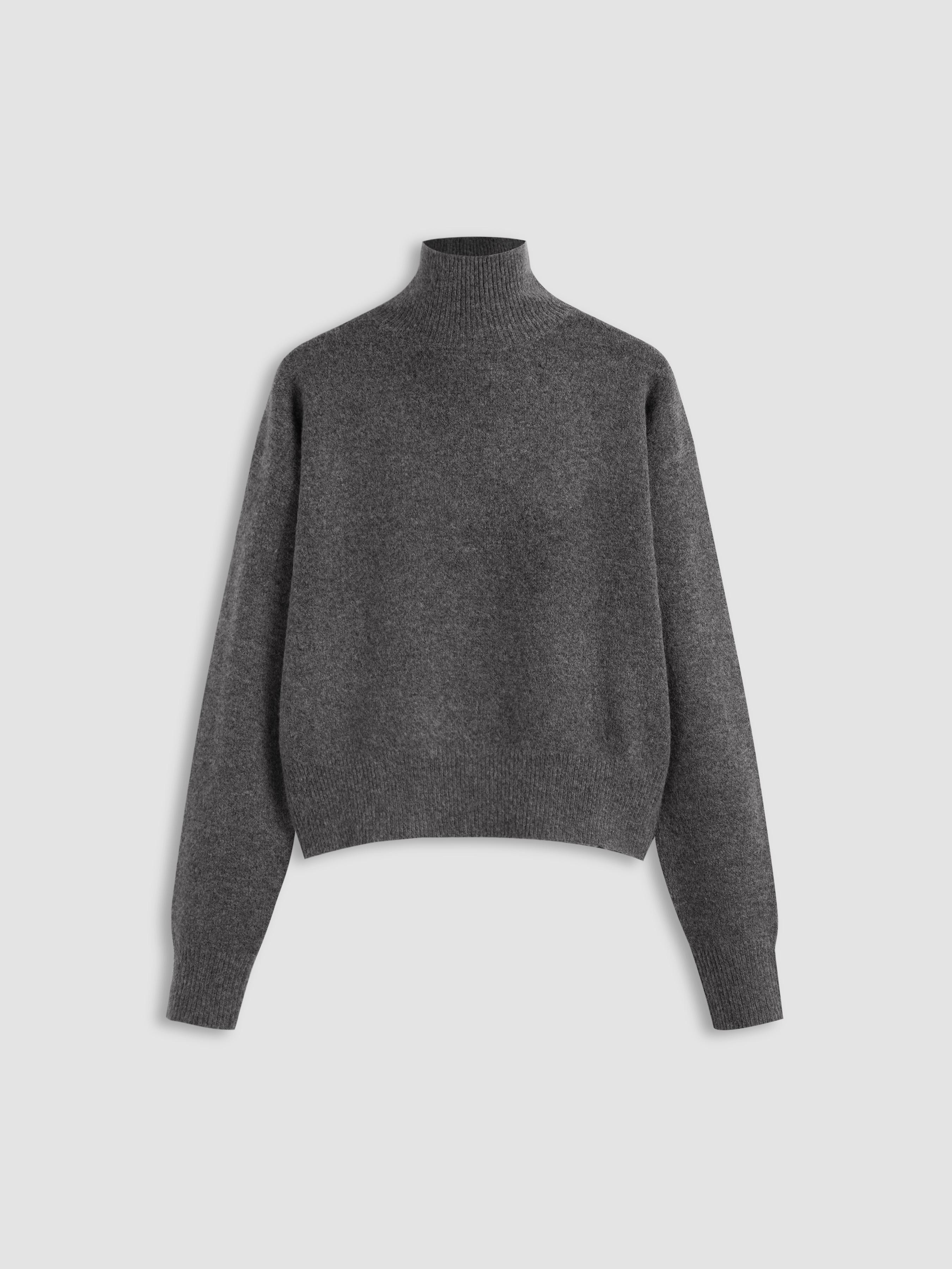 Knit High Neck Solid Long Sleeve Top by CIDER