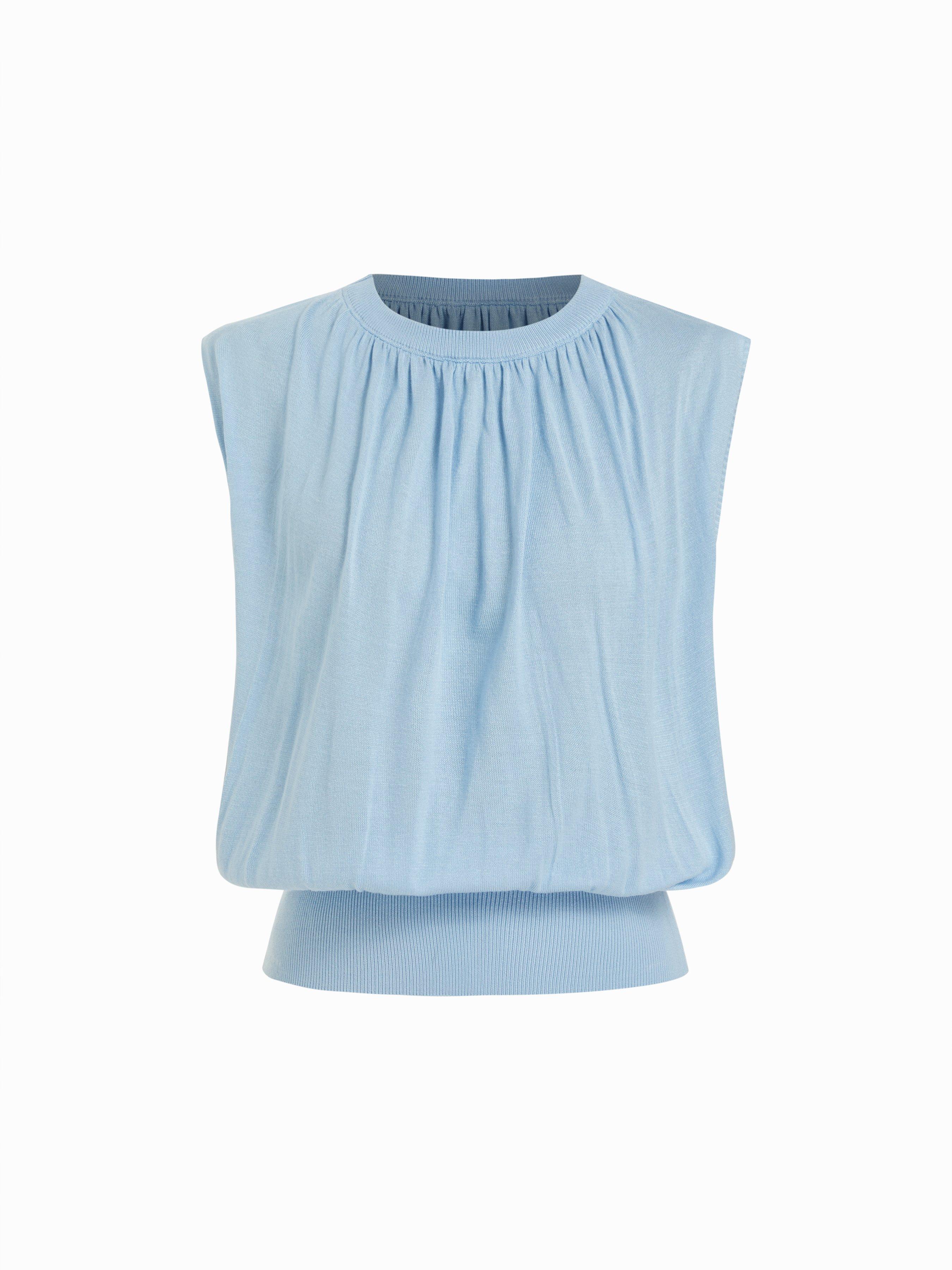 Knit High Stretch Round Neckline Drawstring Top by CIDER