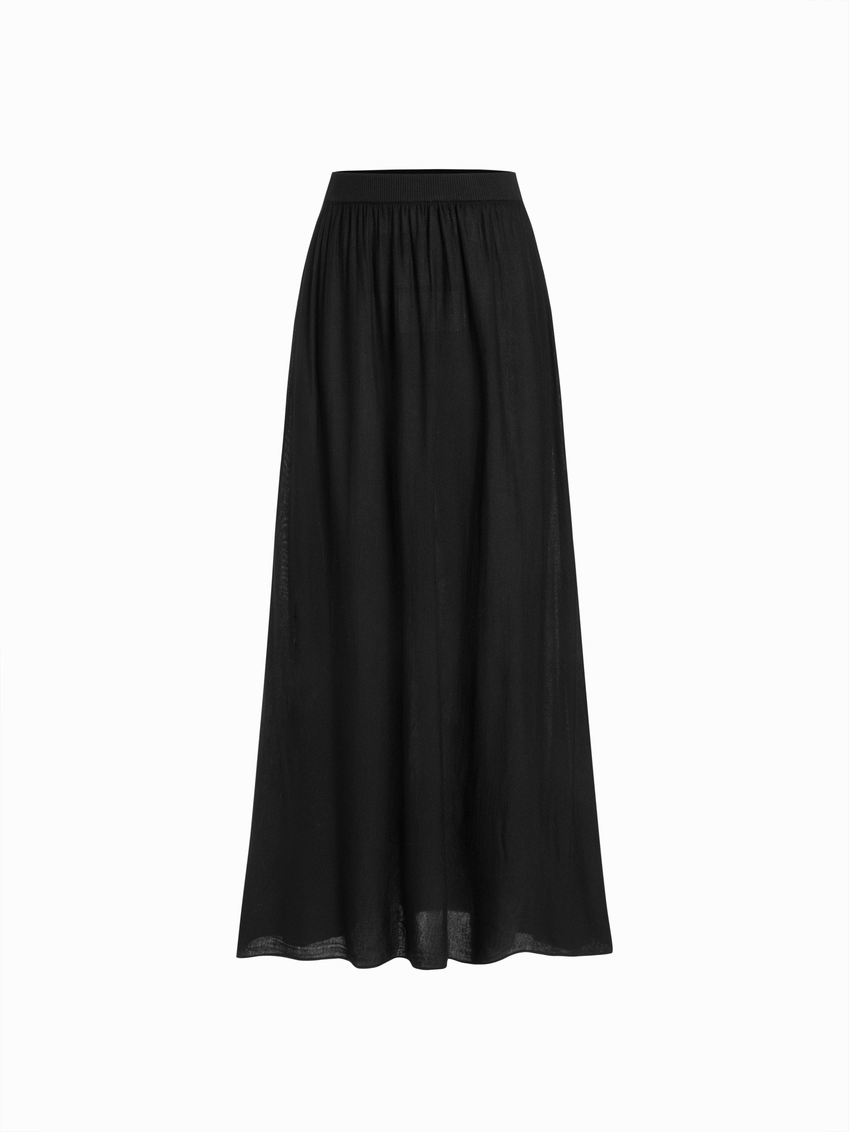 Knit Mid Rise High Stretch Draped Maxi Skirt by CIDER