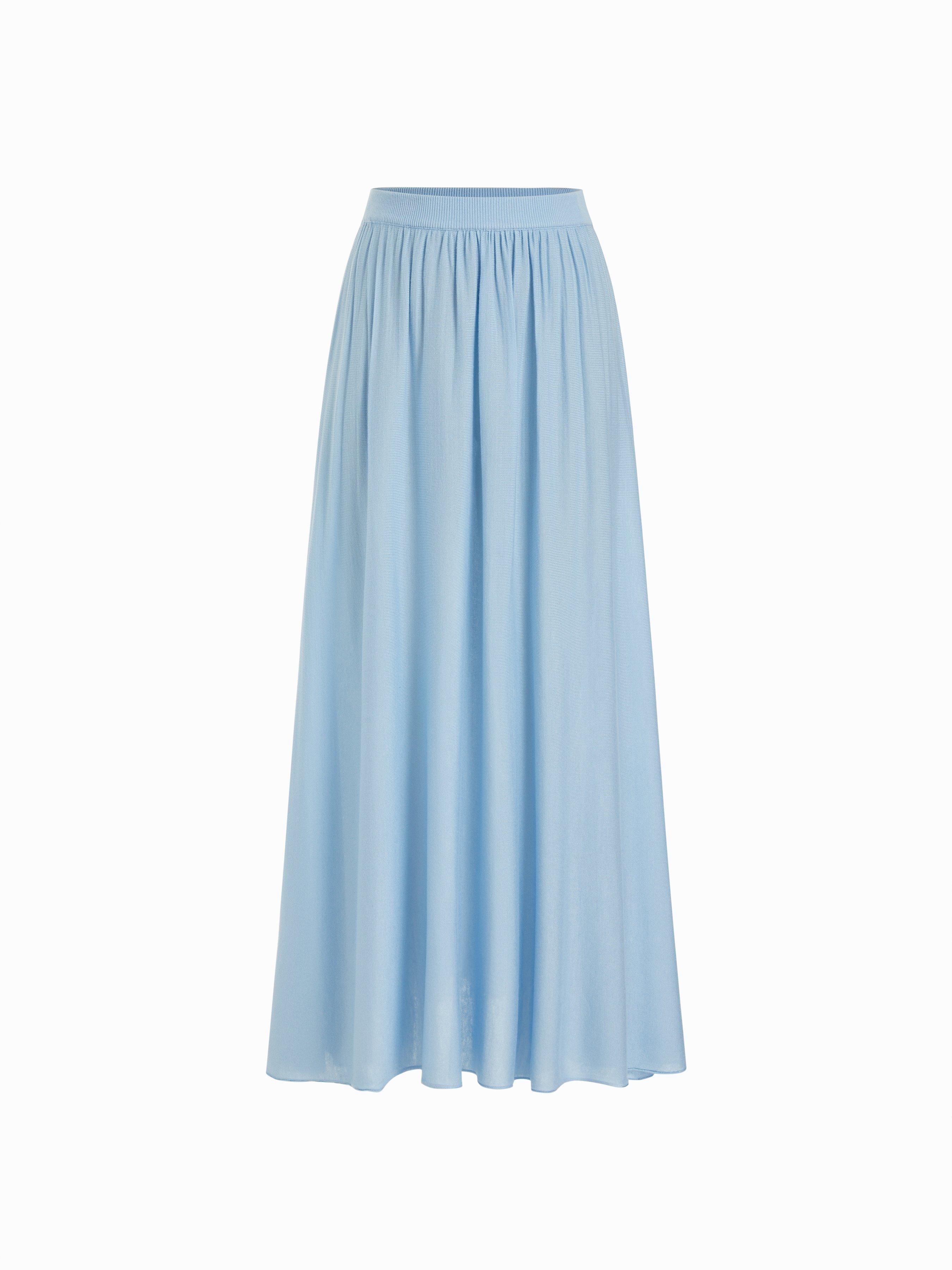 Knit Mid Rise High Stretch Draped Maxi Skirt by CIDER