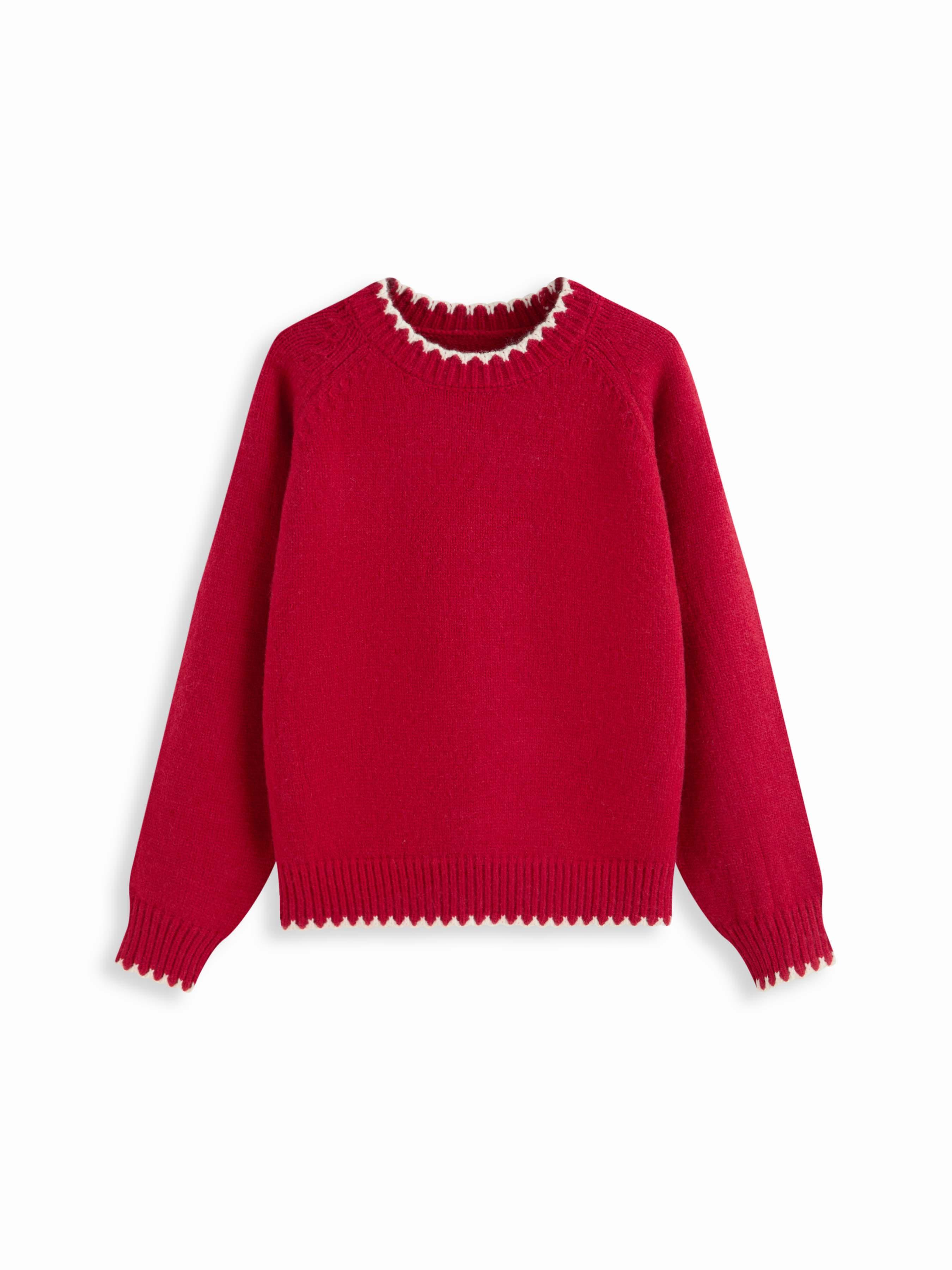 Knit Round Neck Contrasting Binding Oversized Long Sleeve Sweater by CIDER