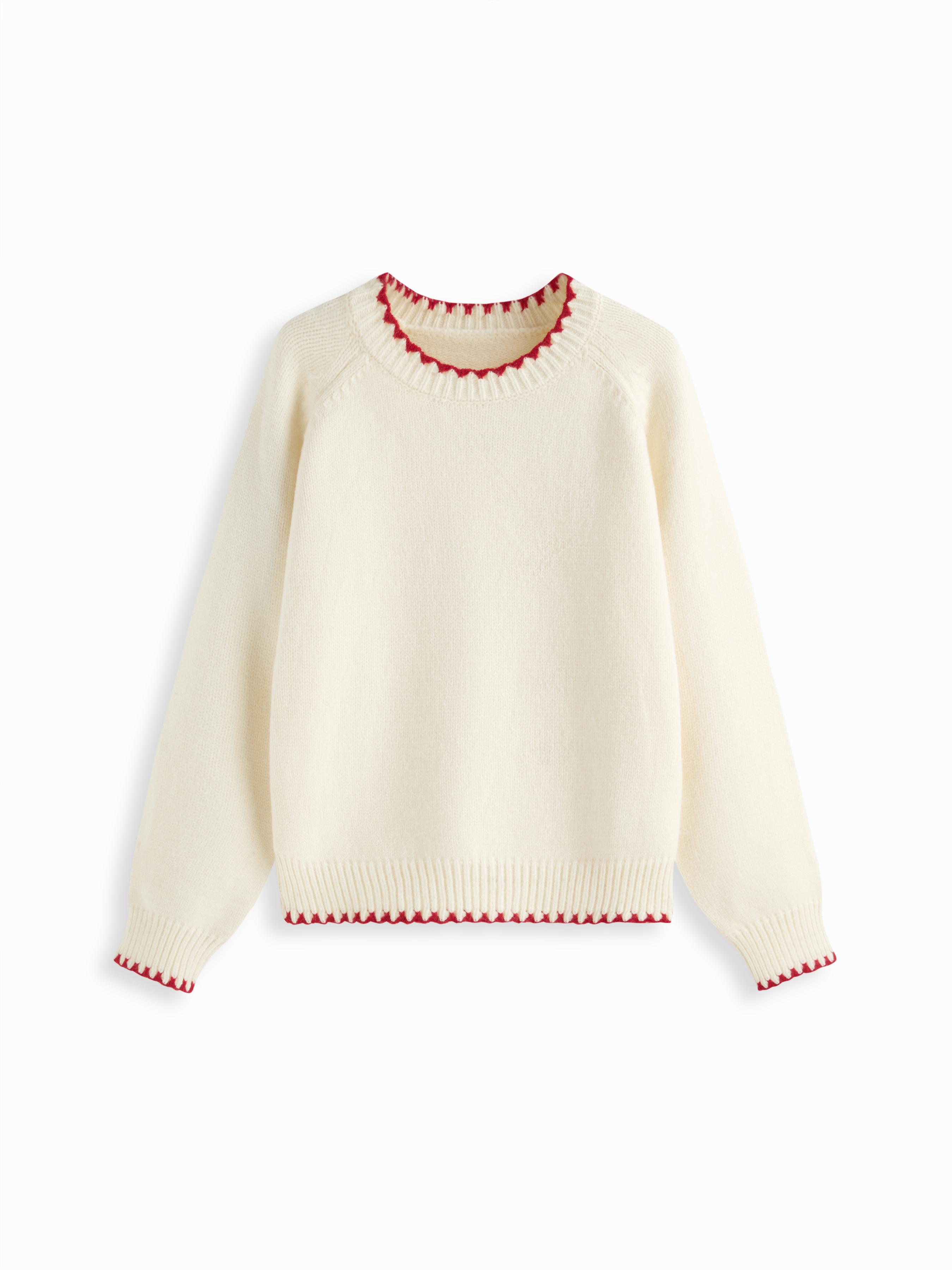 Knit Round Neck Contrasting Binding Oversized Long Sleeve Sweater by CIDER